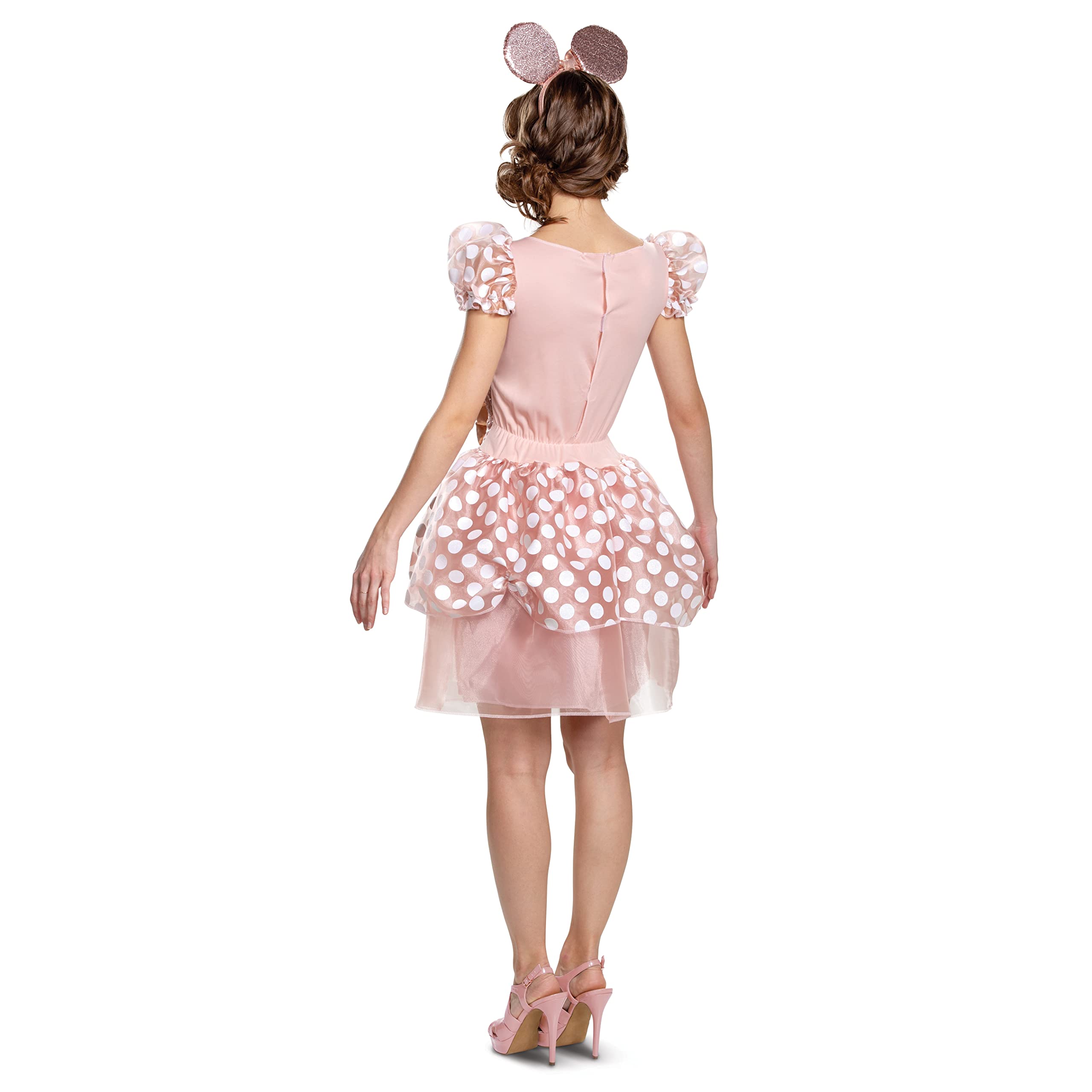 Disney Women's Rose Gold Minnie Mouse Deluxe Adult Costume - Halloween, Cosplay, Themed Parties & Dress-Up Events