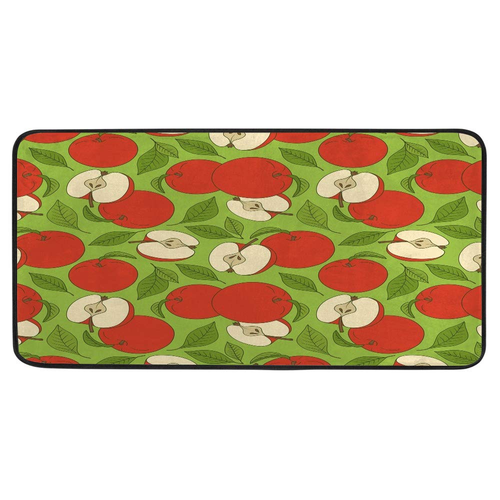 Non-Slip Washable Kitchen Runner Rug - Absorbent Polyester Floor Mat for Hallway & Entryway (39x20 Inch, Red Apples Design) - Perfect for Kitchens, Laundry Rooms & High-Traffic Areas
