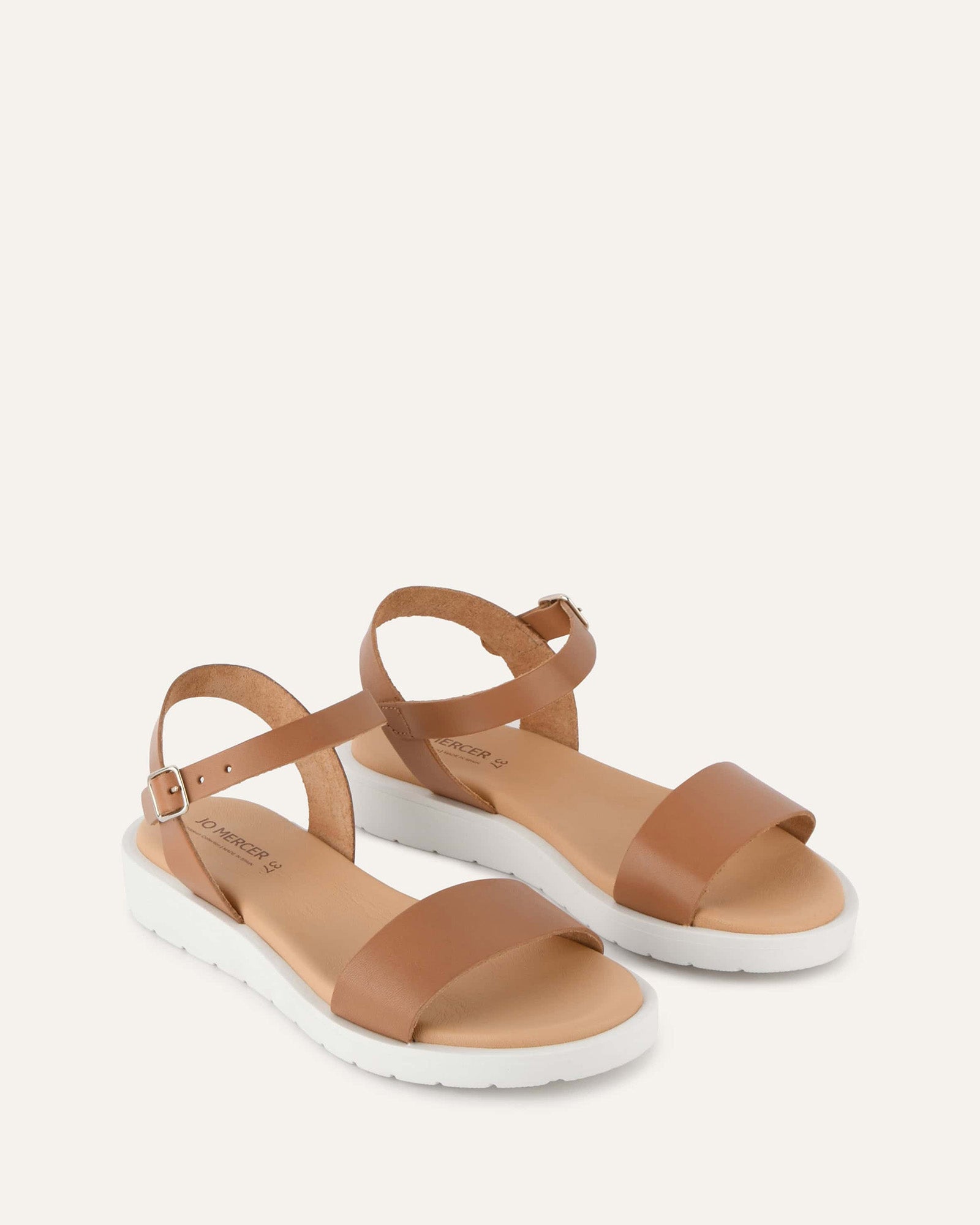 ROBIN Flat Sandals for Women - Genuine Tan Leather Comfortable Summer Slides | Perfect for Beach, Vacation & Casual Outfits