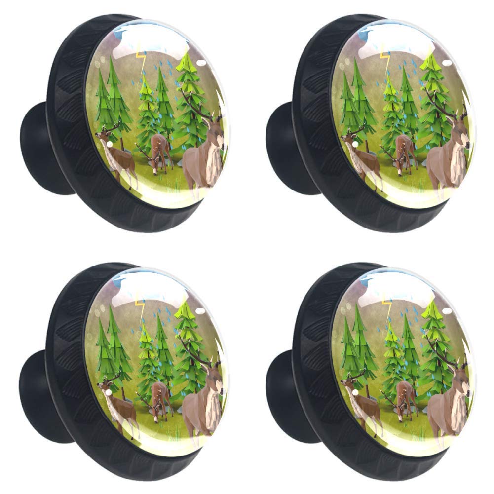 JStar Crystal Glass Drawer Knobs - 4PCS for Kitchen Cabinets & Dressers