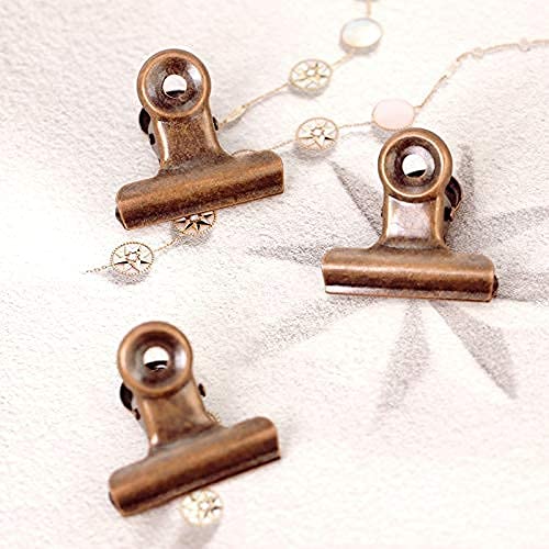 Bulldog Clips with Hole for Push-pin | Strong Spring Metal Binder Clips | Small Paper File Clips | Seal Clamps for Coffee Tea Food Bags | Decorative DIY Photo Grid Clips (Copper, 31mm) - Perfect for Office Organization, Crafting & Home Storage