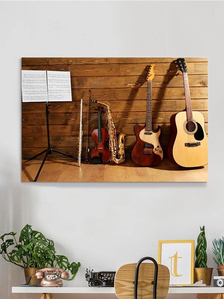 Stylish Note Holder & Instrument Wrapped Canvas Wall Art - Perfect for Office, Music Room & Home Decor