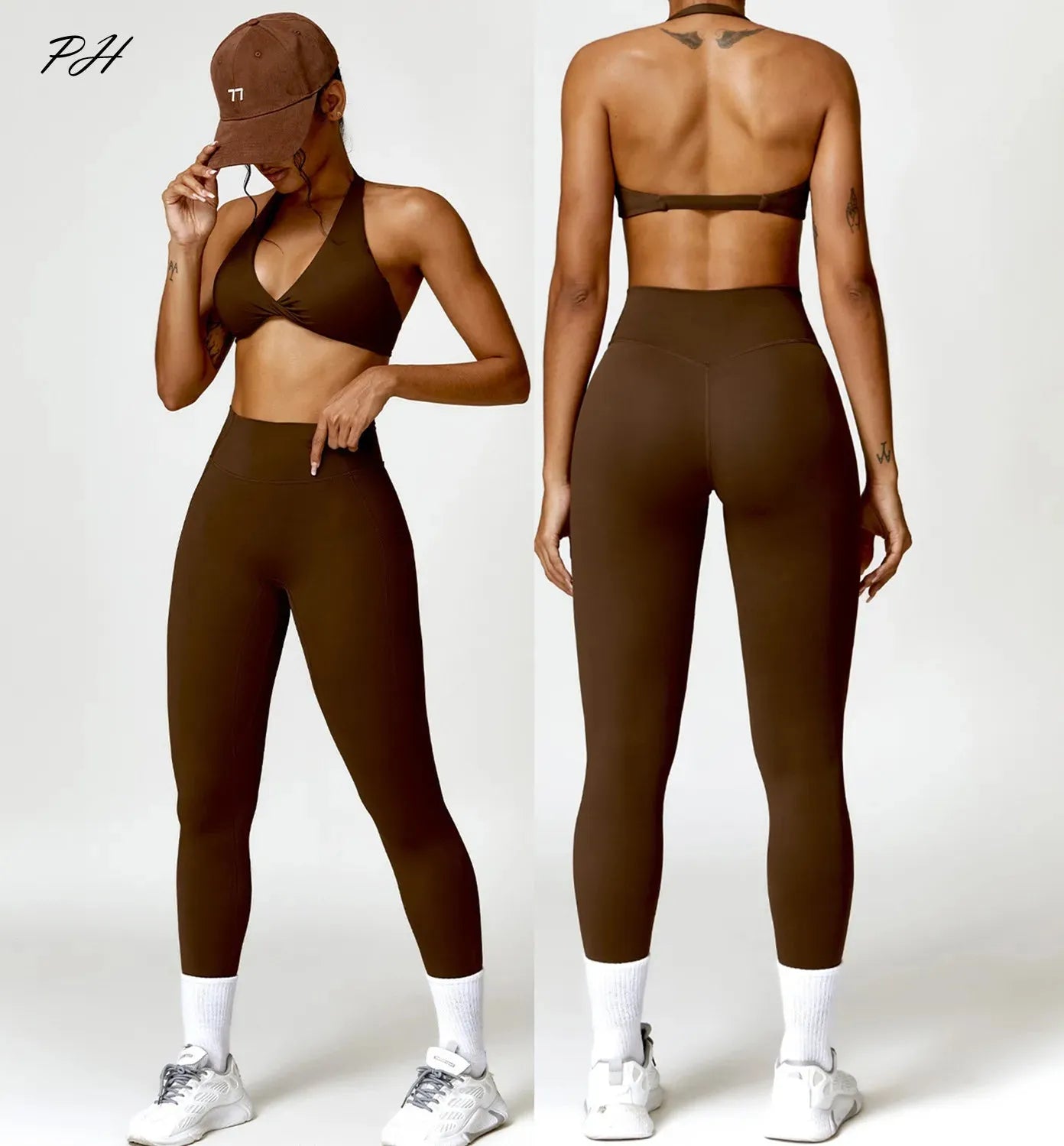 2PCS Women's Yoga Set - Nude Feeling Workout Outfit with Sports Bra & Leggings for Gym, Running, Fitness & Push Up Training | Perfect for Yoga, Pilates & Home Workouts