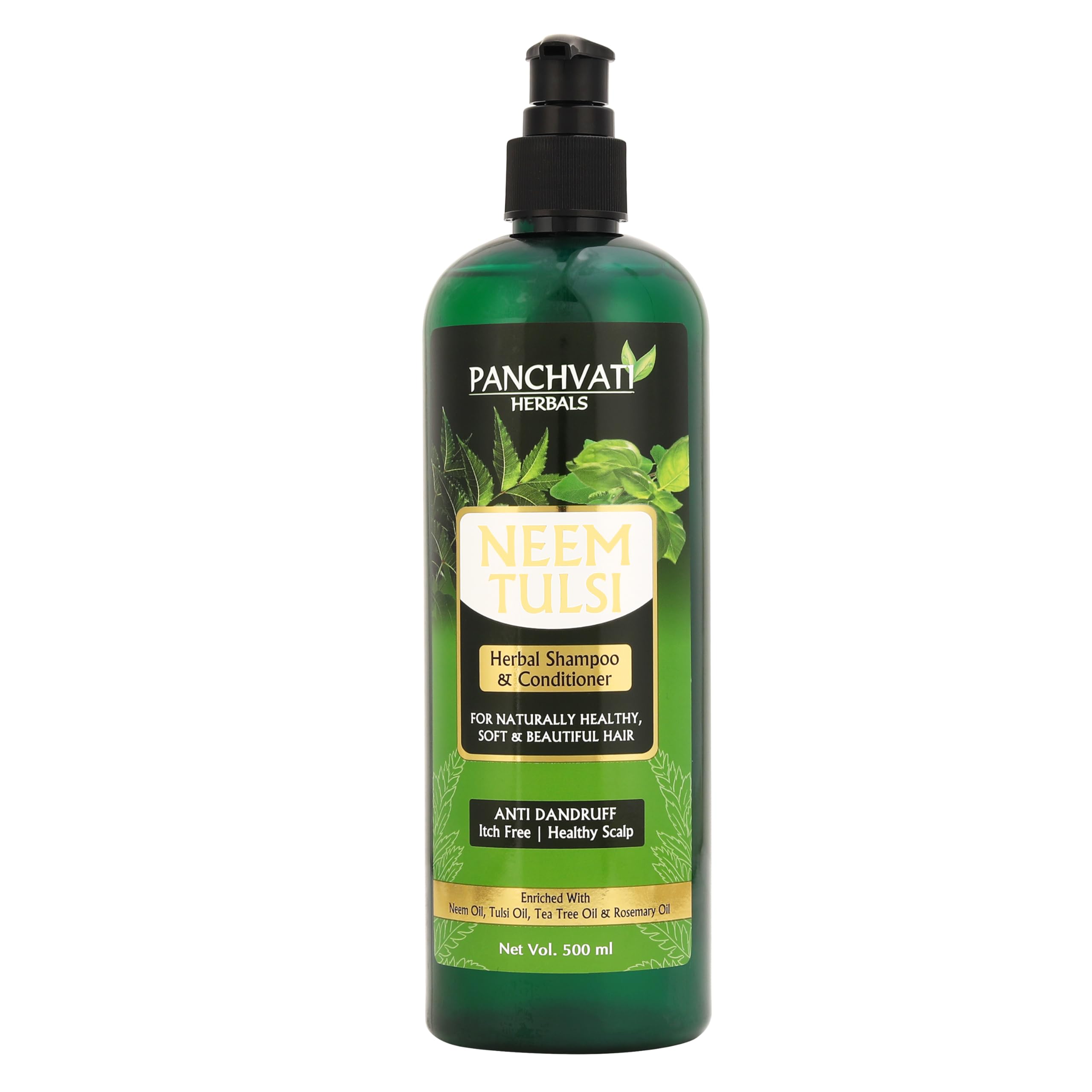 Panchvati Herbals Neem Tulsi Hair Shampoo for Healthy Hair Growth & Hair Fall Control - 450ml | Ayurvedic Herbal Shampoo for Daily Use & Scalp Care