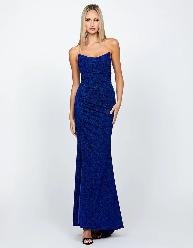 Lynndon Scoop High Split Maxi Dress - Elegant Long Sleeve V-Neck Evening Gown for Women | Perfect for Cocktail Parties, Date Nights & Formal Events