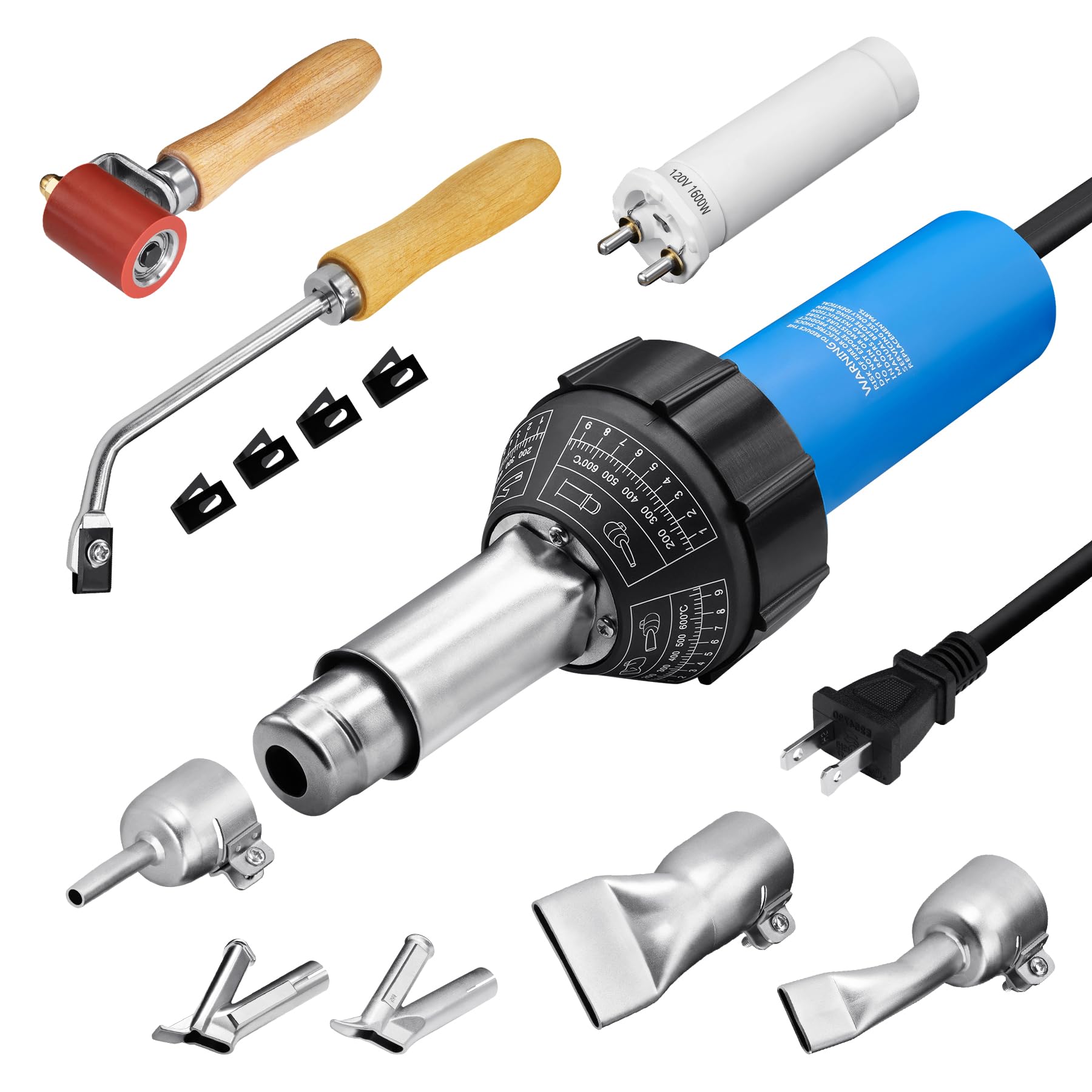 1600W Hot Air Plastic Welder Kit - 110V Vinyl PVC TPO Welding Tool with Multiple Nozzles | Roof Repair, DIY Projects & Plastic Fabrication | Handheld Heat Gun for Sealing, Bonding & Welding