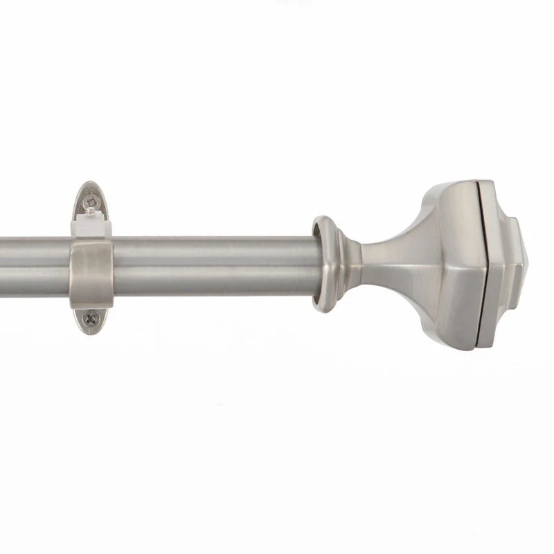 Silver Tuscan Expandable Curtain Rod - Adjustable Length 28-48 Inches, Rust-Resistant Metal Finishing for Living Room, Bedroom, Kitchen Windows - Perfect for Sheer, Blackout & Thermal Drapes