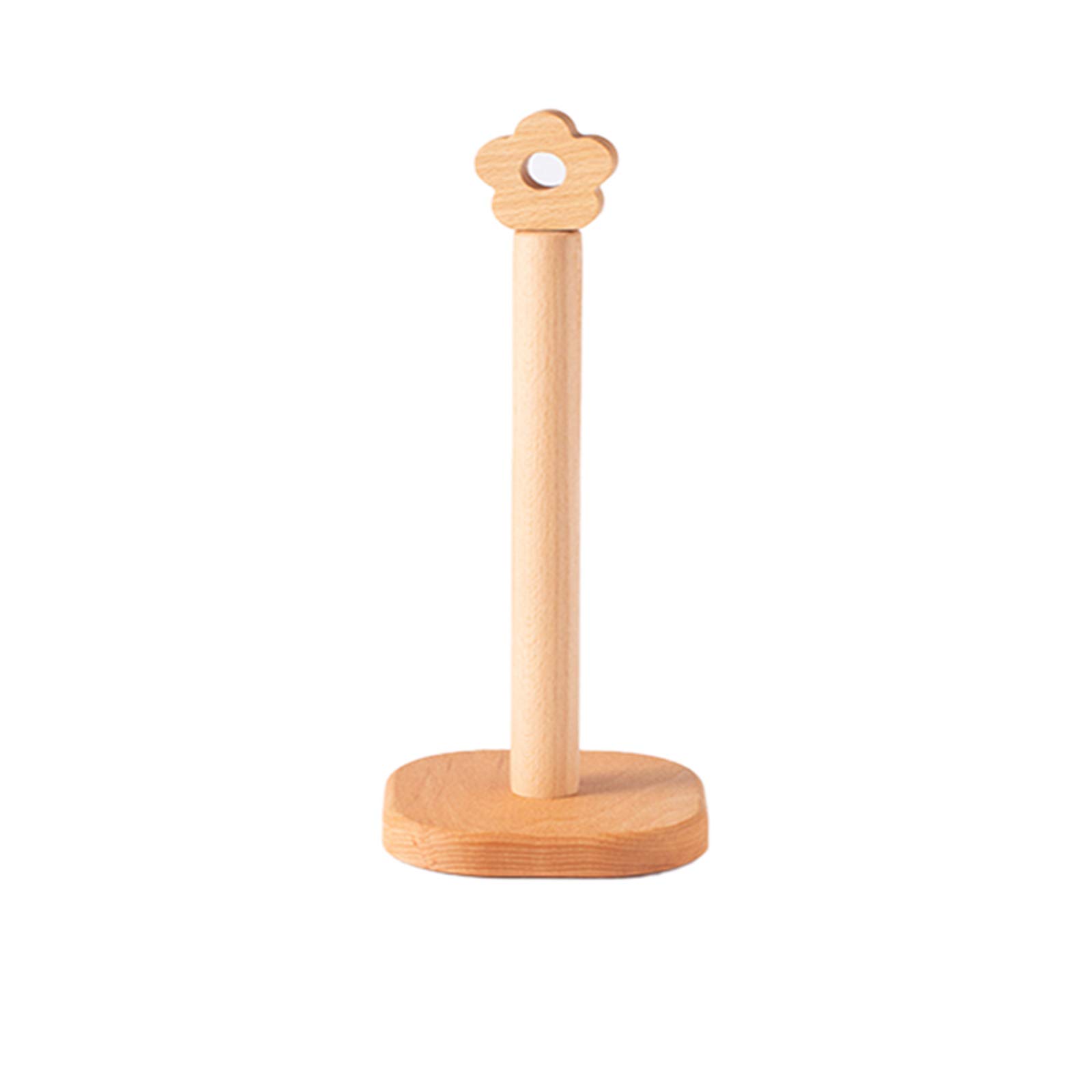 Wooden Kitchen Paper Towel Holder - Vertical Tissue Rack with Anti-Slip Base | Creative Napkin Dispenser for Countertop | Round Tissue Roll Organizer for Home, Office & Restaurant Use