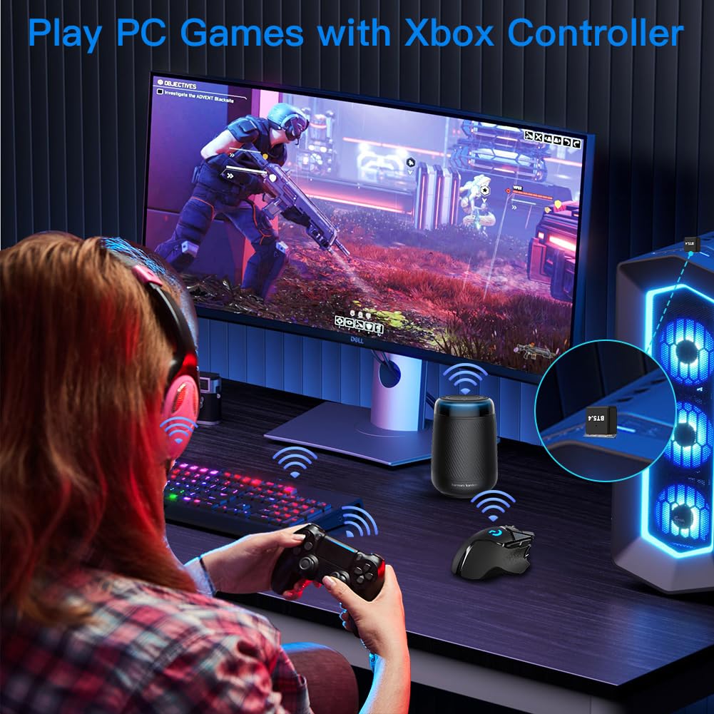 AXFEE Bluetooth 5.4 USB Adapter for PC - Plug & Play Wireless Dongle for Headset, Mouse, Keyboard, Controller, Printer | Compatible with Windows 11/10/8.1, Smartphone & Tablet | Perfect for Home Office, Gaming & Wireless Connectivity