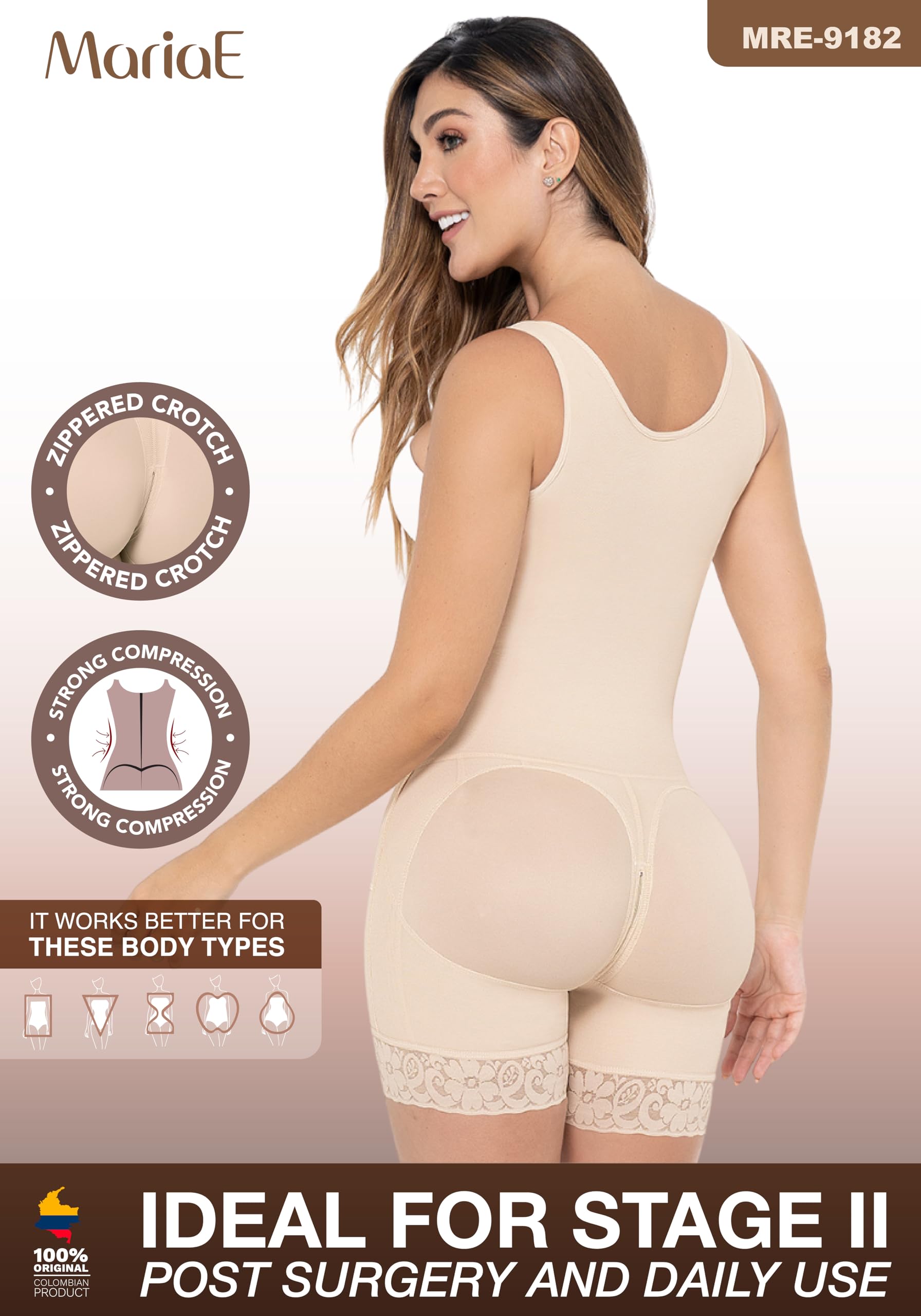 MARIAE STAGE 2 Post-Surgery Compression Garment - Tummy Tuck & Lipo Recovery Faja - Colombian Body Shaper for Waist Training & Slimming - Perfect for Postpartum, Weight Loss & Cosmetic Surgery Recovery