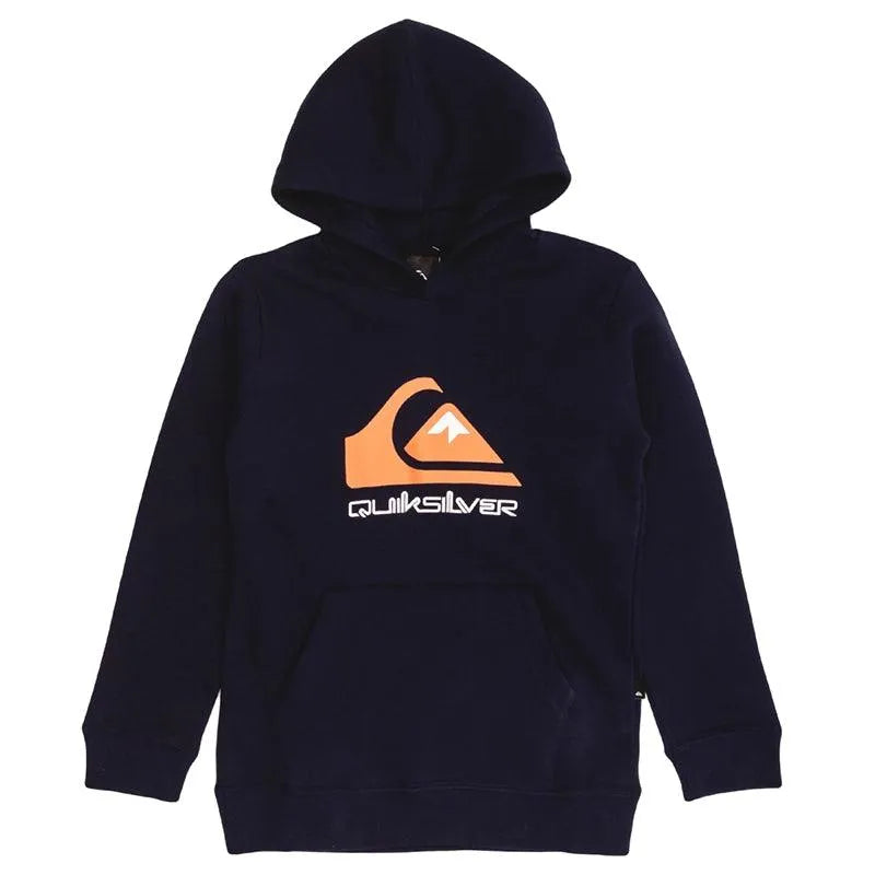 Quiksilver Boys' Logo Front Hoodie - Navy Blue Pullover for Kids | Perfect for School, Play & Outdoor Activities