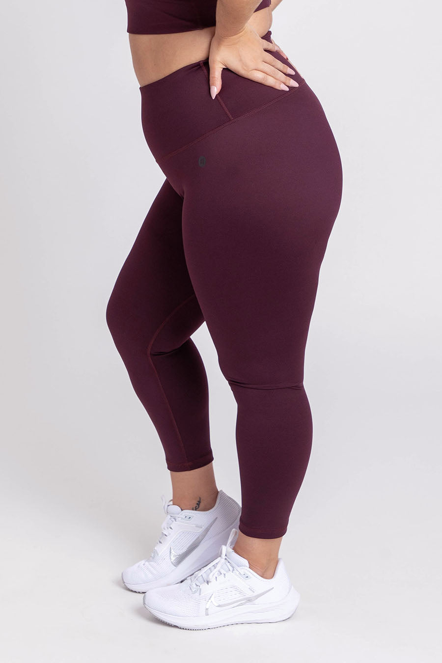 Essential High Waist 7/8 Workout Leggings for Women - Comfortable & Stretchy Yoga Pants in Wine Red - Perfect for Gym, Running, and Lounge Wear
