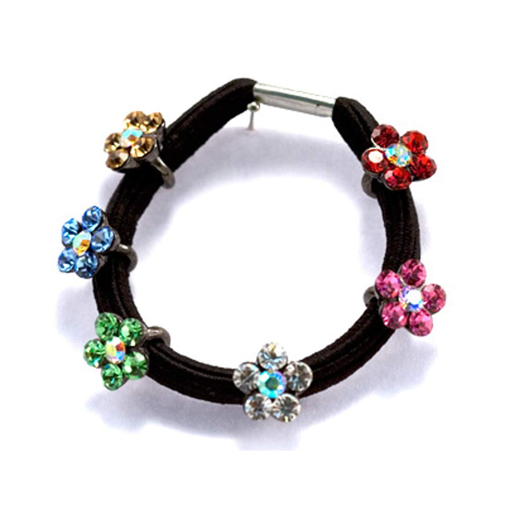 Elegant Faux Rhinestone Flower Ponytail Holders for Women - Stylish Hair Accessories for Parties, Weddings & Daily Use (Multiple Colors Available)
