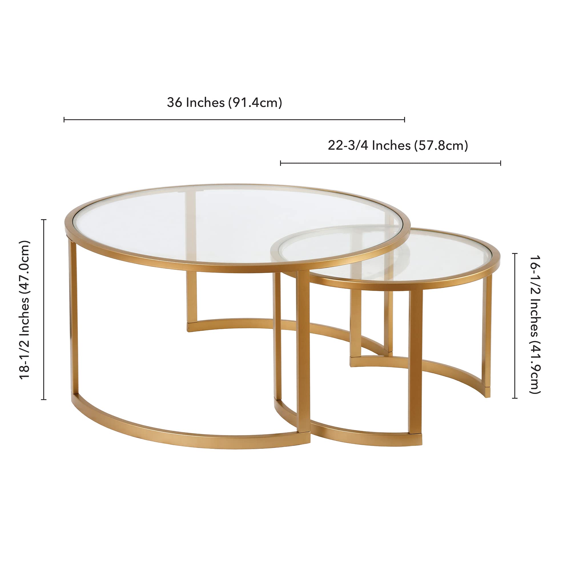 Stylish Mitera Round Nested Coffee Table in Brass - Perfect for Living Room, Lounge & Modern Home Decor