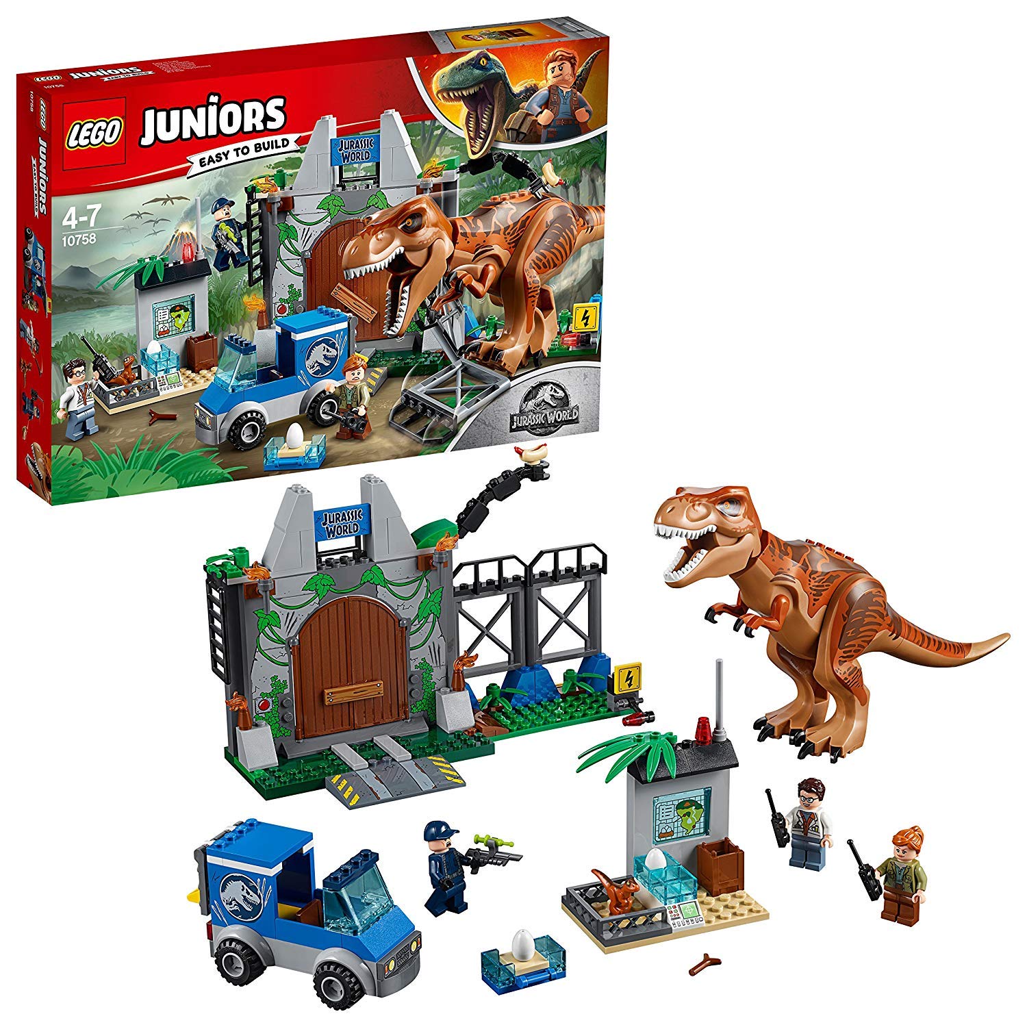 LEGO Juniors Jurassic World T-Rex Escape Building Set 10758 - Dinosaur Toy for Kids, Creative Construction Playset - Perfect for Birthday Gifts & Jurassic-Themed Playtime