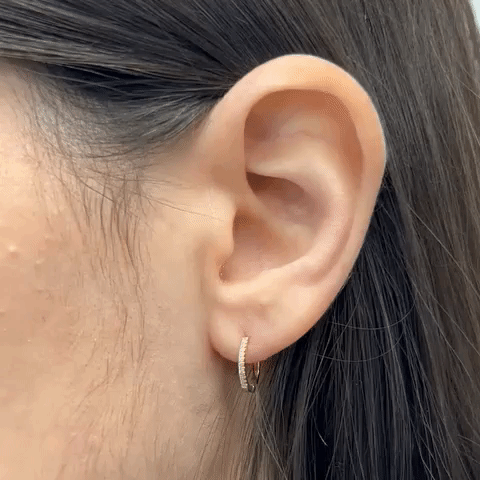 14K Gold Diamond Huggie Hoop Earrings (0.12 ct) - Elegant Everyday Jewelry for Women, Perfect for Work, Date Night & Special Occasions