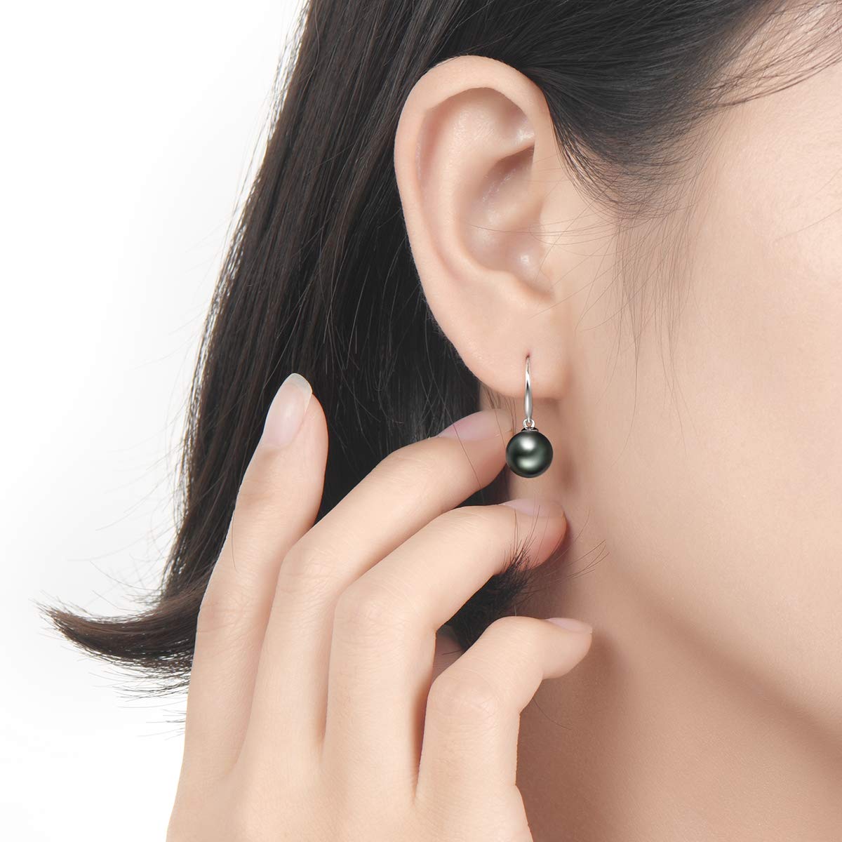 18K Gold Black Pearl Dangle Earrings | 8-9mm Genuine Tahitian Cultured Pearls | Vintage Drop Ear Hook Jewelry for Women | Perfect for Weddings, Parties & Special Occasions