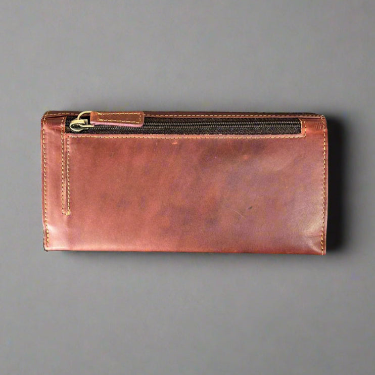 Women's Genuine Cow Leather Flap Wallet - RFID Blocking, Slim & Stylish for Everyday Use - Perfect for Travel, Shopping & Business