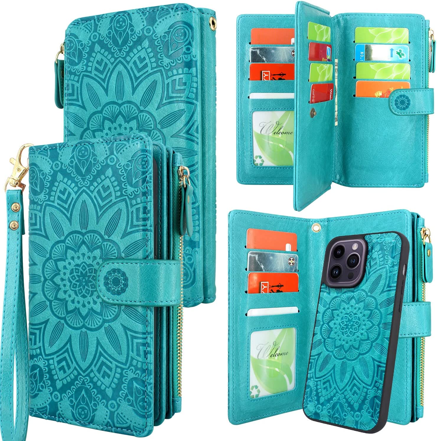 iPhone 14 Pro Max 6.7 inch Magnetic Wallet Case - Detachable Flip Cover with Card Slots, Purple | Perfect for Everyday Use, Travel & Business (2022 Model)