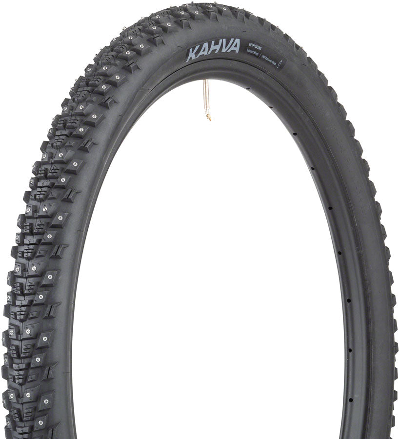 45NRTH Kahva Winter Bike Tire 29x2.25 Tubeless Folding Black 60TPI with 252 Concave Carbide Studs - Perfect for Snow and Ice Cycling, Mountain Biking in Cold Conditions
