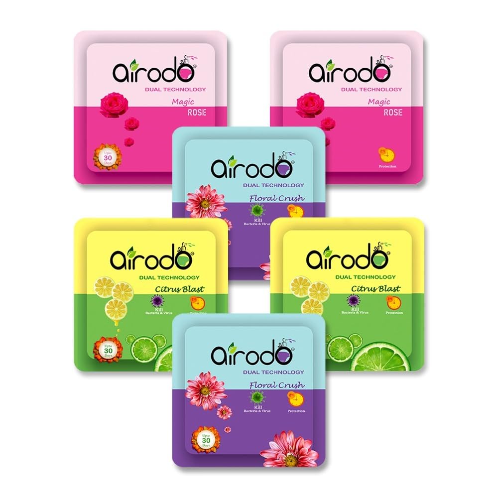 **AIRODO Air Freshener Power Pocket Gel - Long-Lasting 30-Day Fragrance Booster for Bathroom, Toilet & Home - Assorted Mix Scents (6-Pack, 10g Each) - Eliminate Odors & Freshen Air**    *(Perfect for bathrooms, toilets, closets, cars, gym bags, and pet areas - keeps spaces smelling fresh for weeks!)*