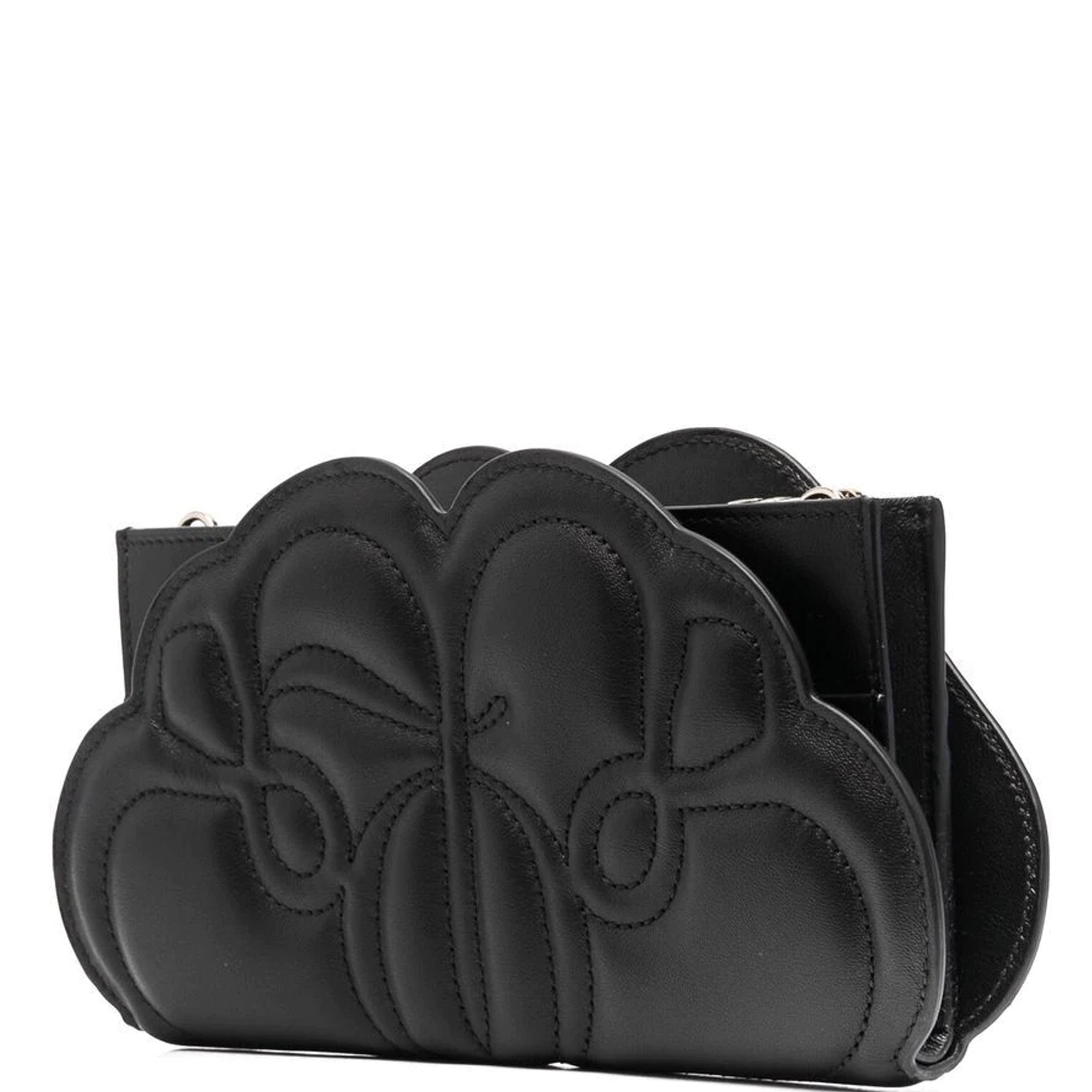 Premium Padded Seal Flap Wallet WOC for Women - Genuine Leather RFID Blocking Clutch Purse with Card Slots - Perfect for Travel, Shopping & Evening Events (Black)