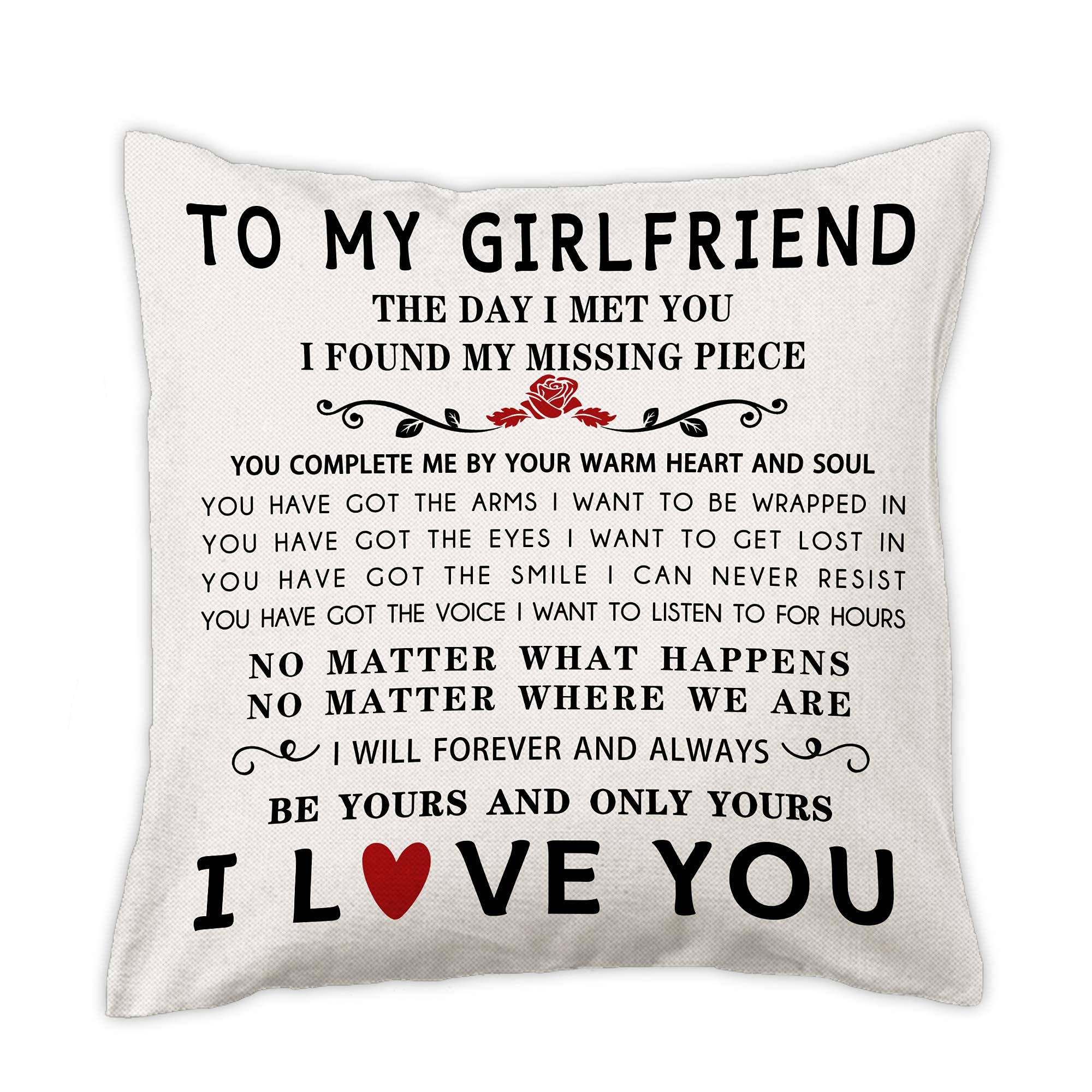 Romantic Valentine's Day Gifts for Girlfriend - 18x18 Inch Unique I Love You Pillow Cover - Perfect Anniversary, Birthday & Valentine's Gift for Women from Boyfriend - Great for Home Decor, Bedroom Accent & Couple Gifts