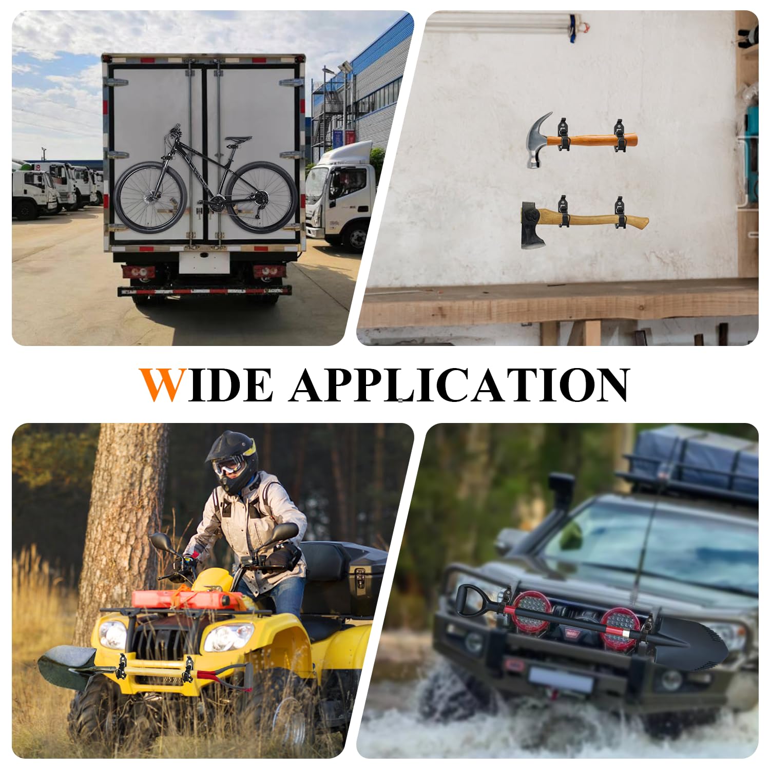Heavy-Duty Roof Rack Shovel Mount - 6-Piece Black Metal Rubber Clamp Brackets for Axe & Shovel Storage | Truck, Offroad & Overland Vehicle Accessories | Perfect for Adventure Gear Organization on Jeep, SUV & Pickup Roof Racks