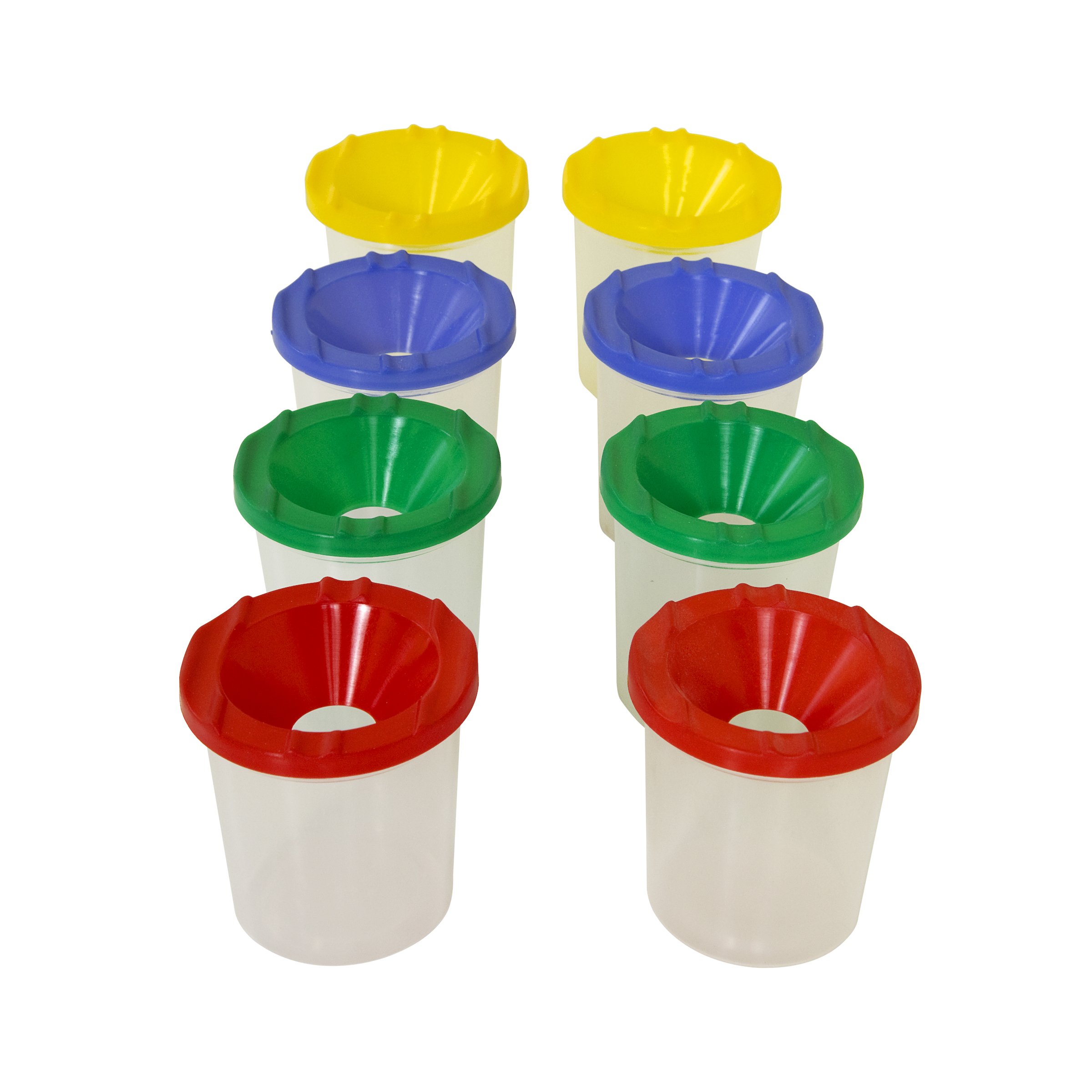 WoodDesign No Spill Paint Cups - 8 Pack with Assorted Colored Lids | Kids Art Supplies for School, Daycare & Homeschool | 3