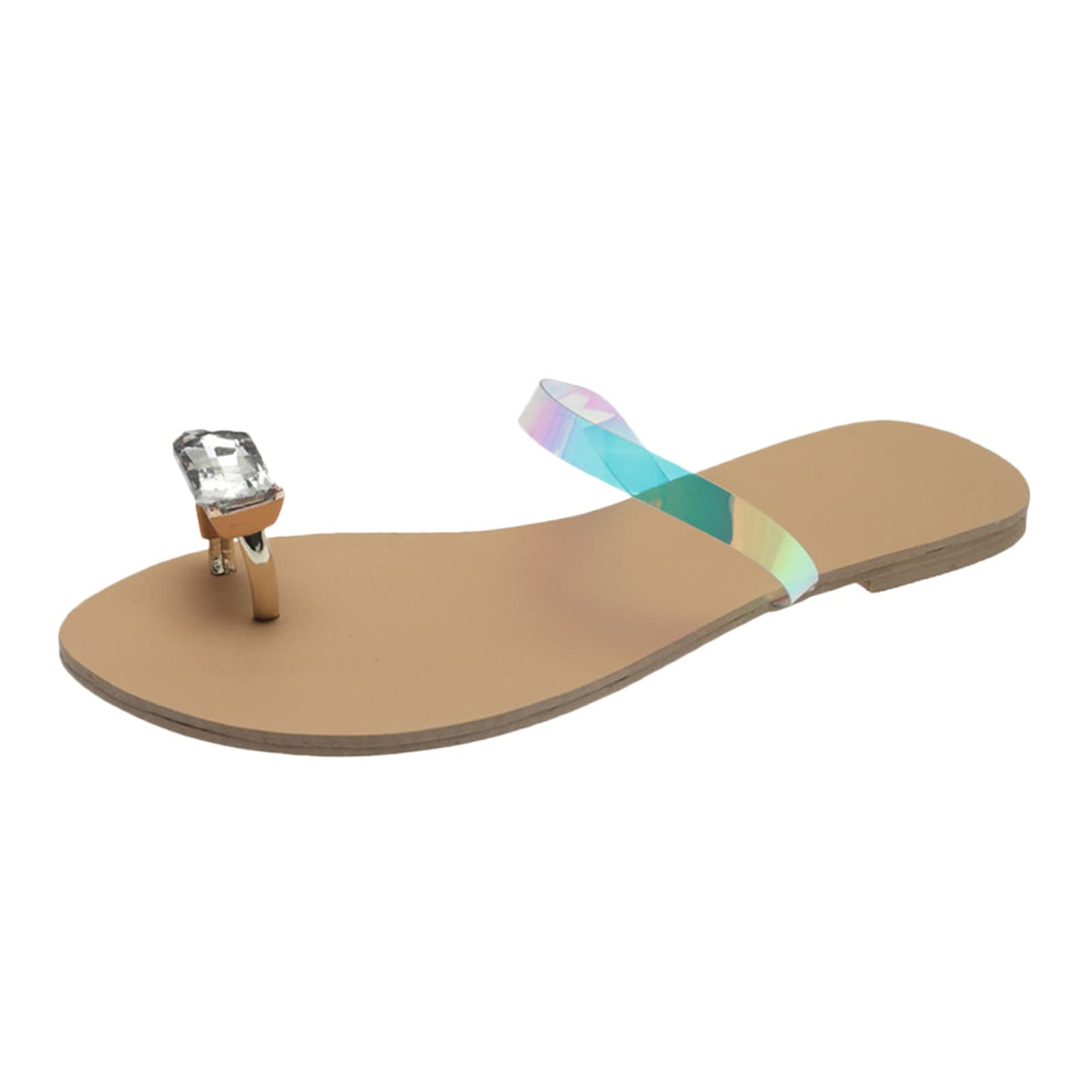 Women's Fashion Rhinestone Flat Sandals - Casual Comfortable Slippers for Ladies | Perfect for Beach, Poolside, and Summer Outfits