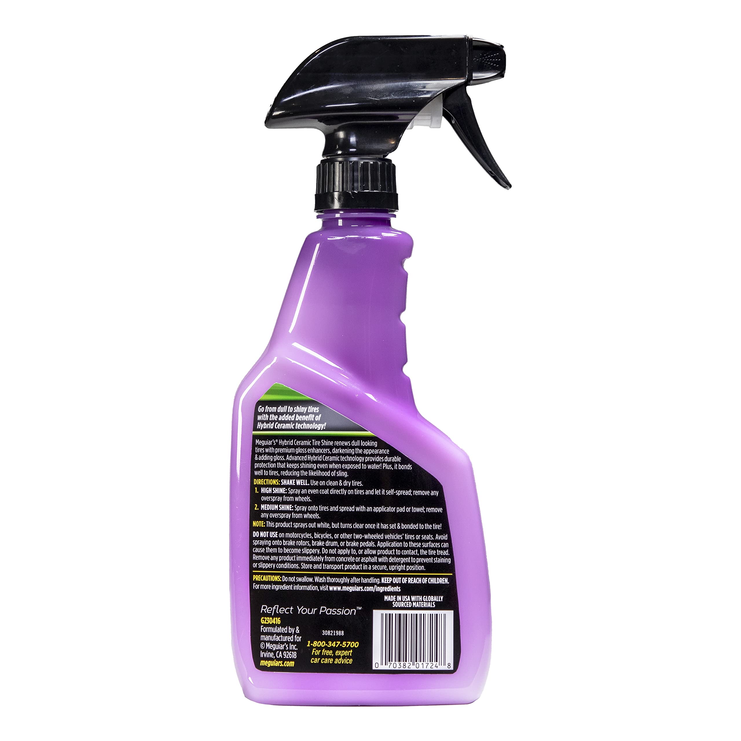 Meguiar's Hybrid Ceramic Tire Shine Spray - 16 Oz | Long-Lasting, Durable & Water-Resistant Tire Shine with Advanced Ceramic Technology | Perfect for Car Detailing, Showroom Shine & Vehicle Protection