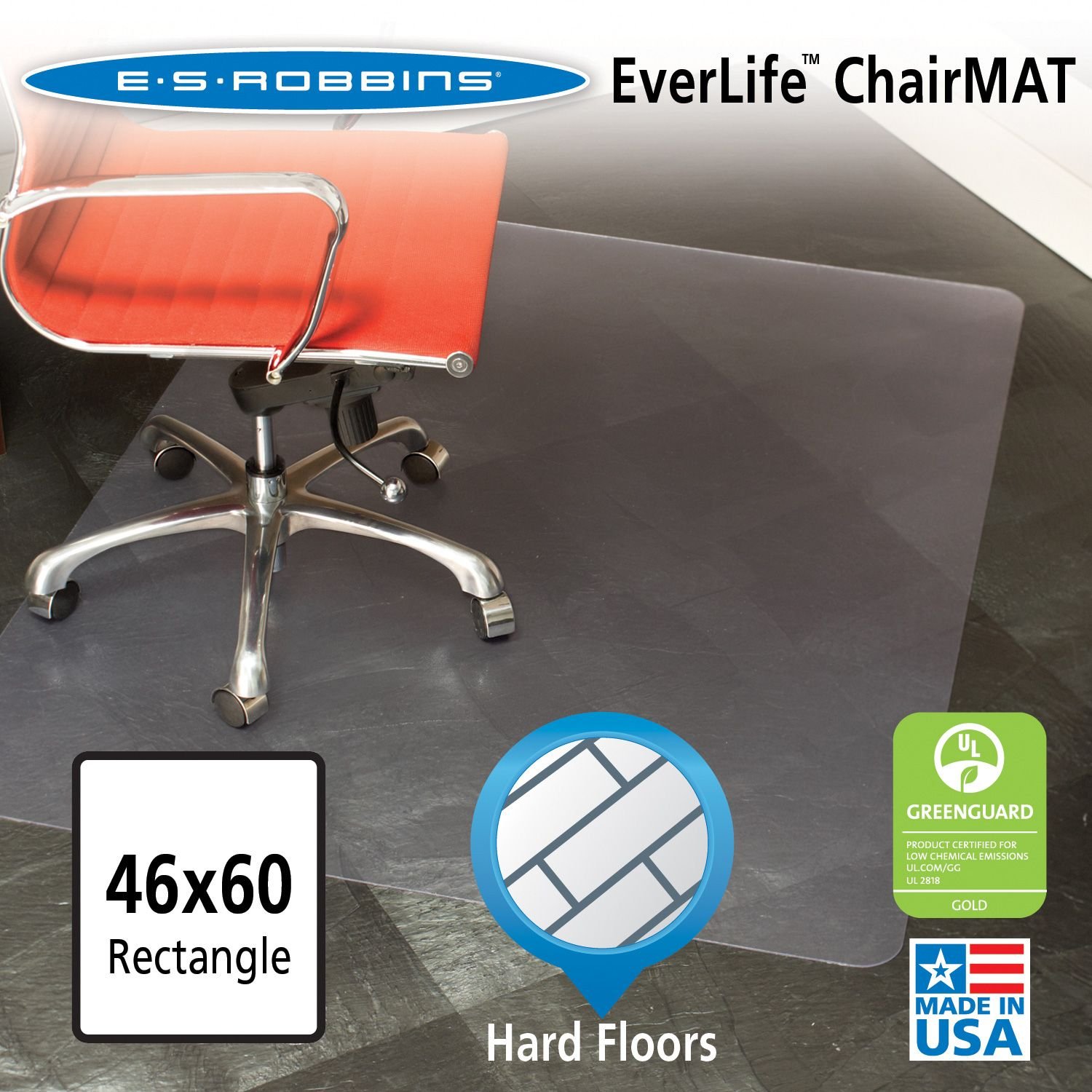 ES Robbins Heavy-Duty Rectangular Chairmat for Hard Floors - 46