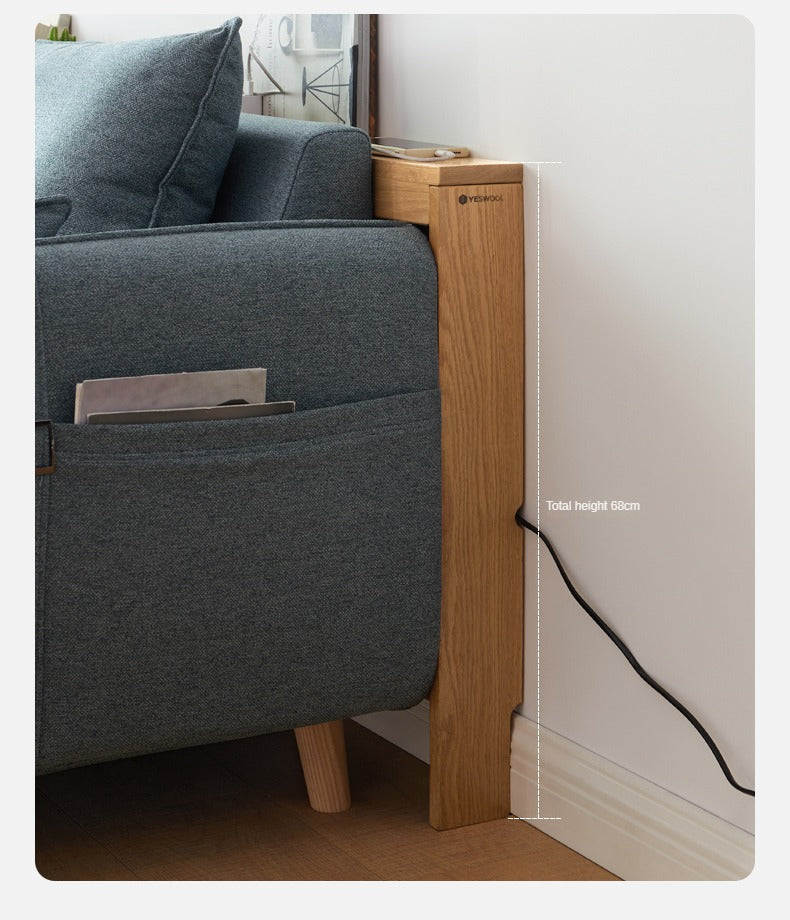 Solid Oak Wood Sofa with Rear Storage - Modern Wall Shelf for Living Room, Bedroom, or Office Organization