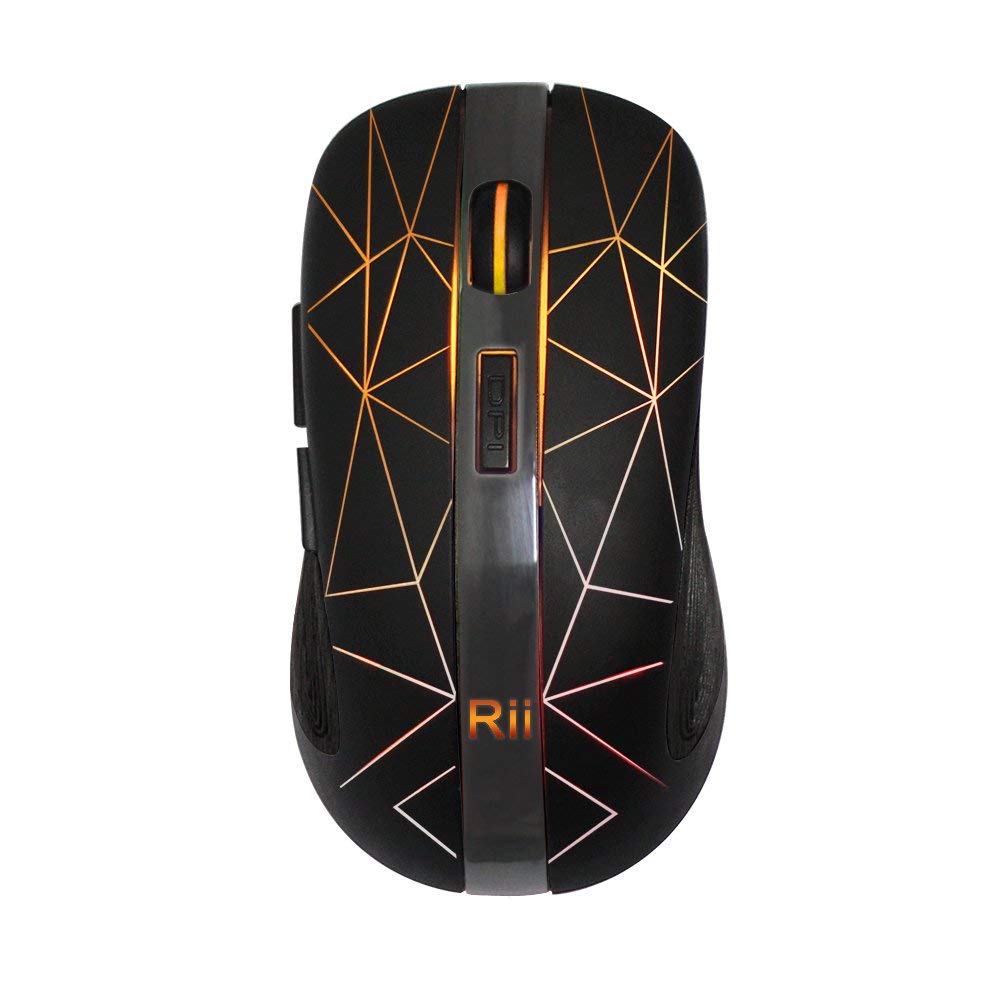 Rii RM200 Wireless Gaming Mouse - 1600 DPI, 5 Programmable Buttons, Rechargeable, RGB LED Lights for PC, Laptop, Mac | Perfect for FPS, MOBA Games & Office Work