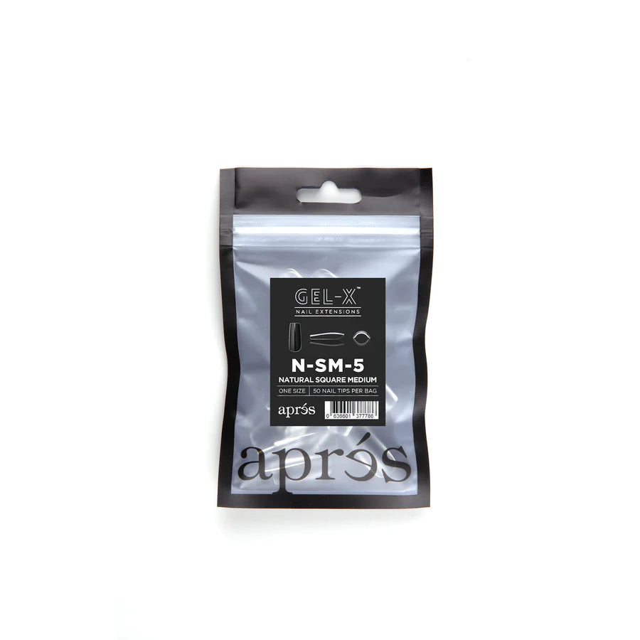 Apres Gel X Refill Tips 2.0 - 50pc Natural Medium Square Nail Extensions for Salon & DIY Manicures | Perfect for Acrylic Nails, Gel Polish & Nail Art Designs