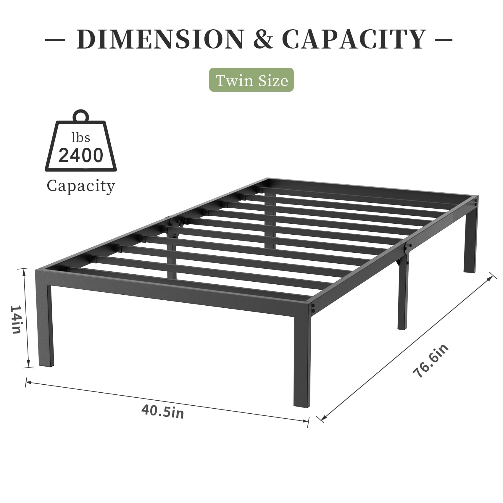 Musen Twin Bed Frame - Sturdy Metal Platform Bed with Storage, Noise-Free & Anti-Slip Design, Easy Assembly, No Box Spring Needed - Perfect for Small Spaces, Guest Rooms & Dormitories