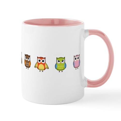 White/Pink Inside - Cute And Colorful Owls Mug