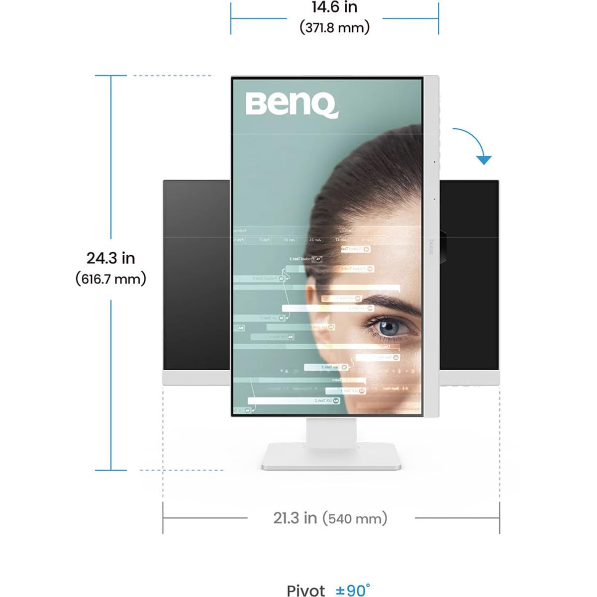 BenQ GW2486TC 24 Inch 1080p IPS Computer Monitor with USB-C Hub - Eye-Care Technology, Adaptive Brightness, Height Adjustable, Noise-Cancelling Mic - Perfect for Office Work, Coding, and Home Use