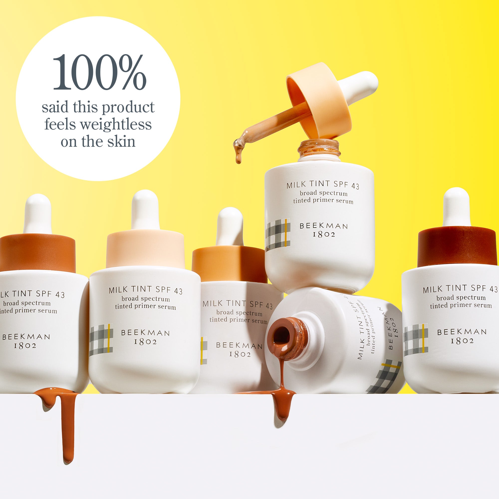 SPF 43 Tinted Primer Serum with Milk Tint - Lightweight Moisturizing Face Makeup Base for Daily Sun Protection & Flawless Coverage - Perfect for Work, Date Night & Outdoor Activities