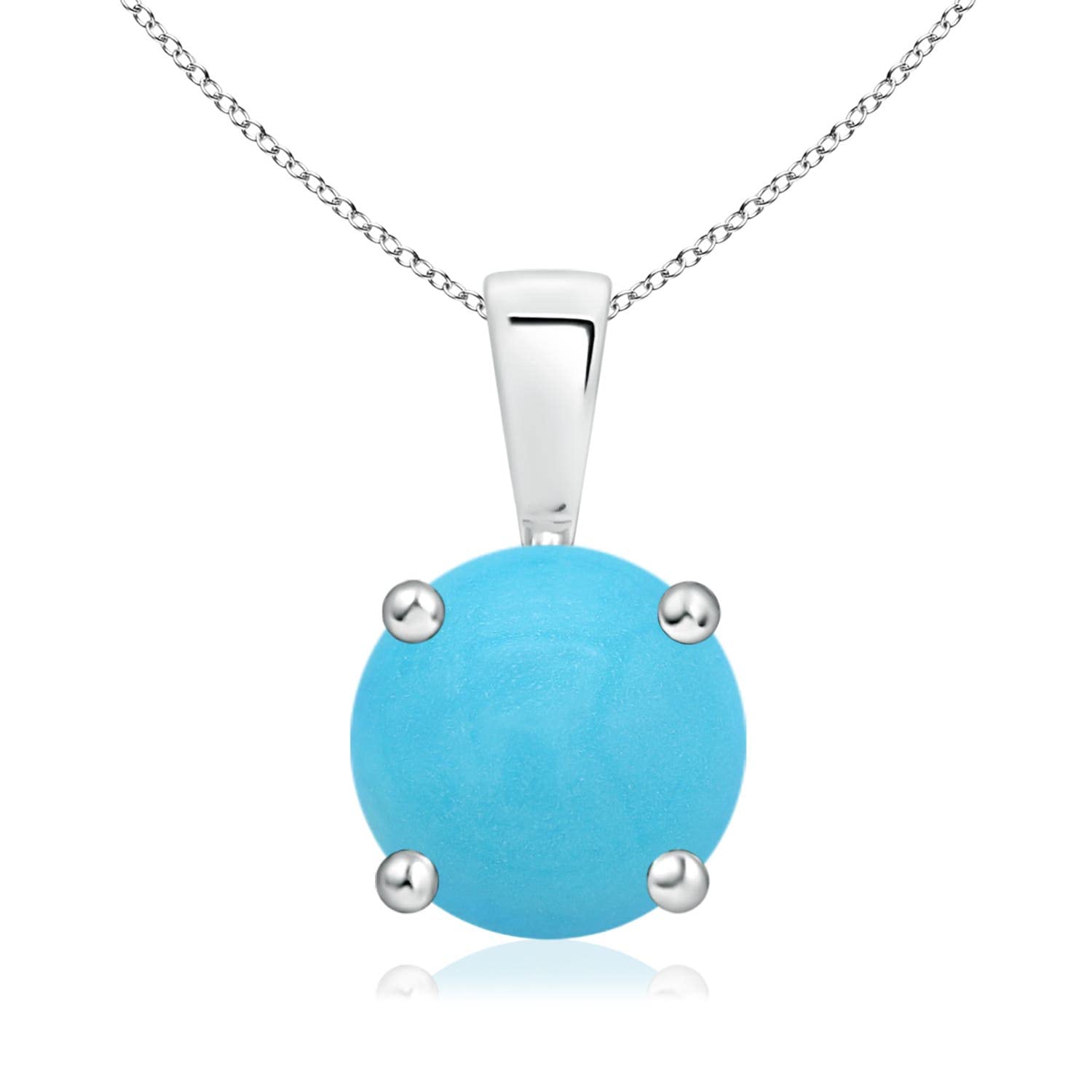 Angara Natural Turquoise Solitaire Pendant Necklace for Women - 14K Solid Gold or Sterling Silver | Elegant Jewelry Gift for Her | Perfect for Birthday, Wedding Anniversary & Special Occasions | Everyday Wear, Office, Date Night & Formal Events