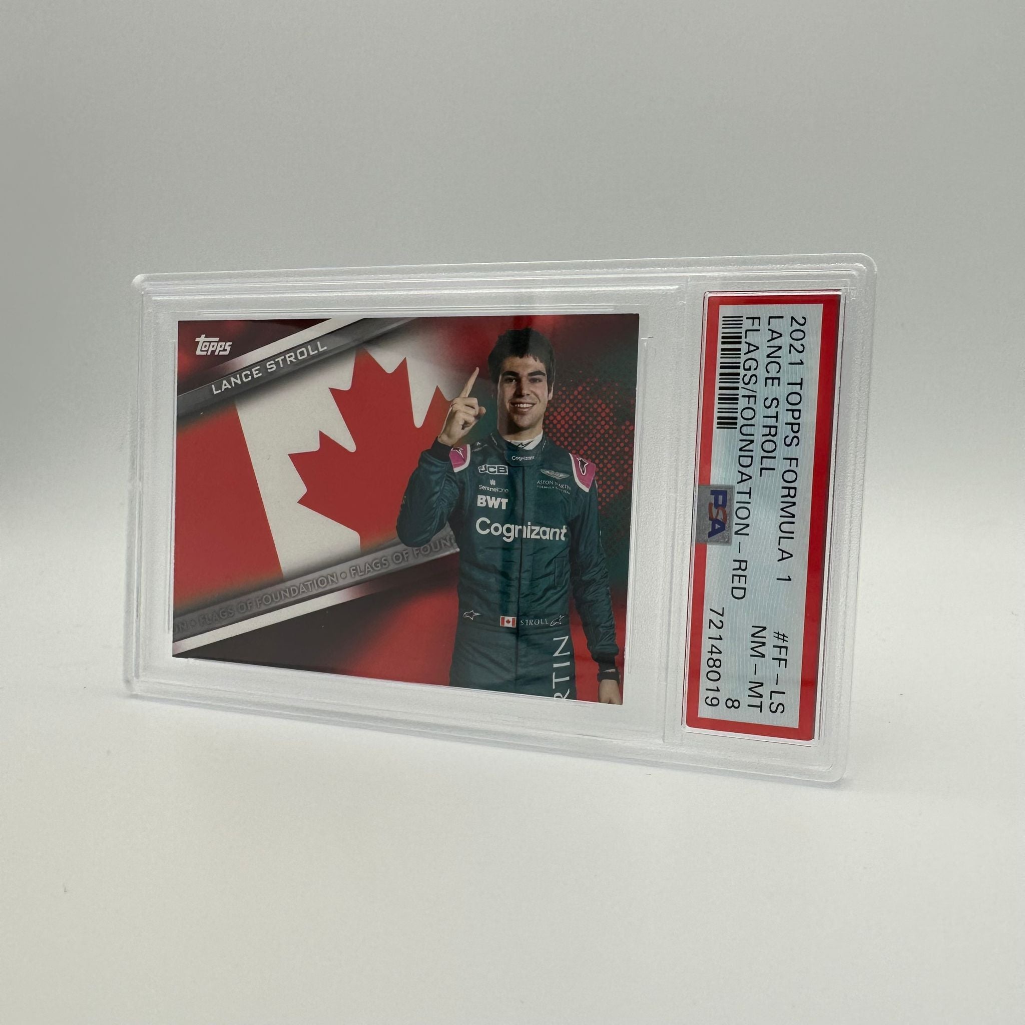 PSA 8 Lance Stroll 2/5 Flags of Foundation #FF LS Red Parallel Parallel Trading Card - Perfect for Collectors, Sports Memorabilia Enthusiasts, and Racing Fans