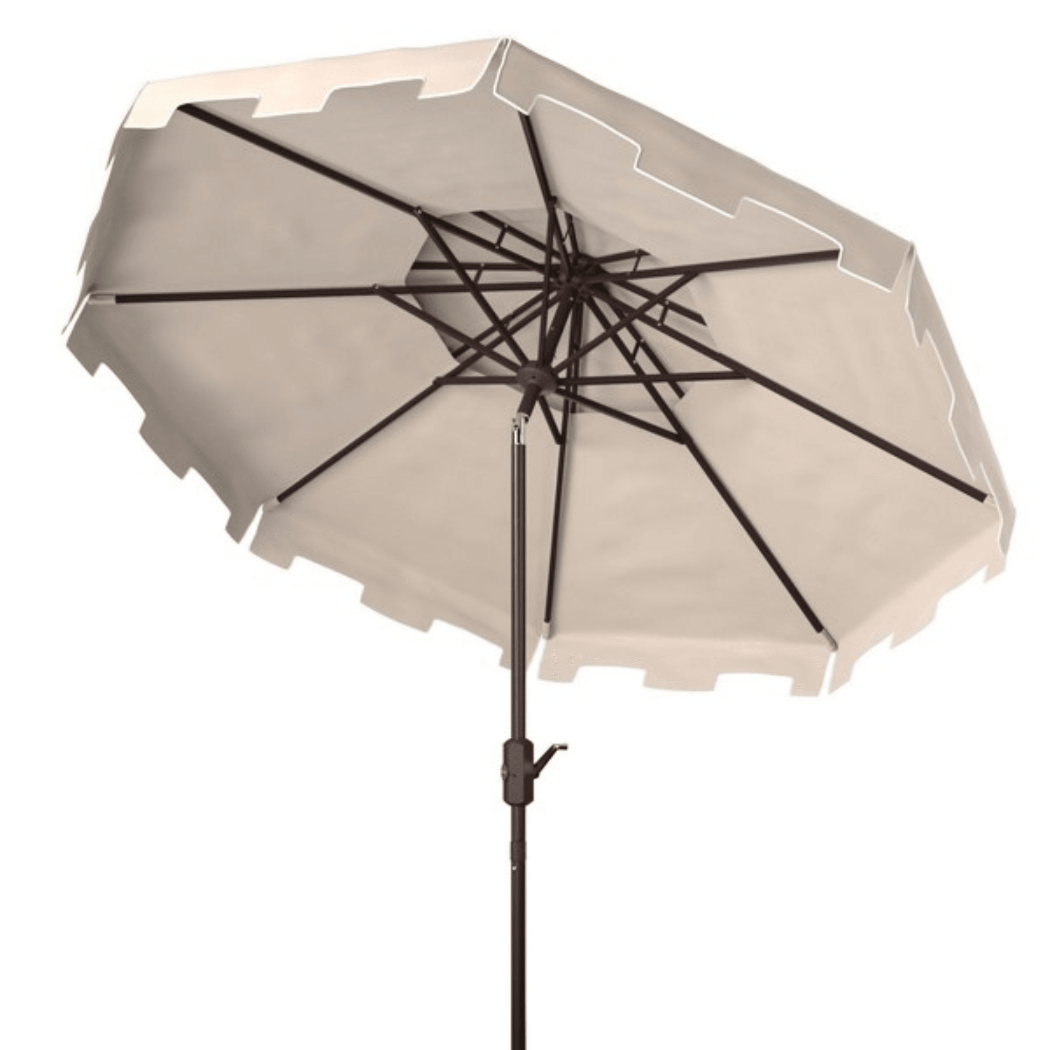 9ft Double Top Greek Key Market Umbrella in Beige - Outdoor Patio Umbrella for Garden, Poolside, and Restaurant Use - Waterproof and UV Protection