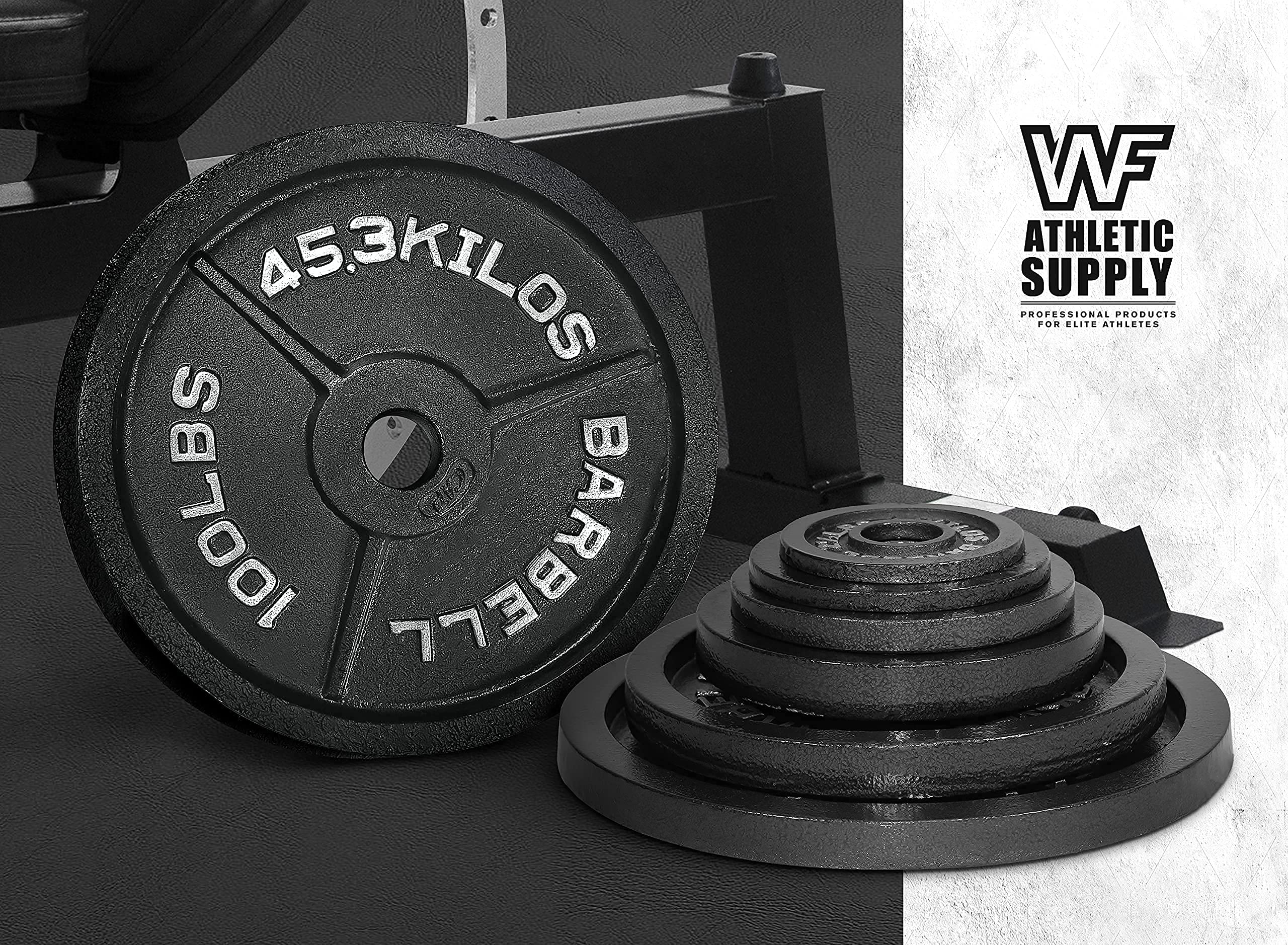 CAPHAUS 2-Inch Olympic Weight Plates - Solid Cast Iron Barbell Plates for Strength Training, Weightlifting, Bodybuilding & Powerlifting - Perfect for Home Gyms, CrossFit & Commercial Fitness Centers