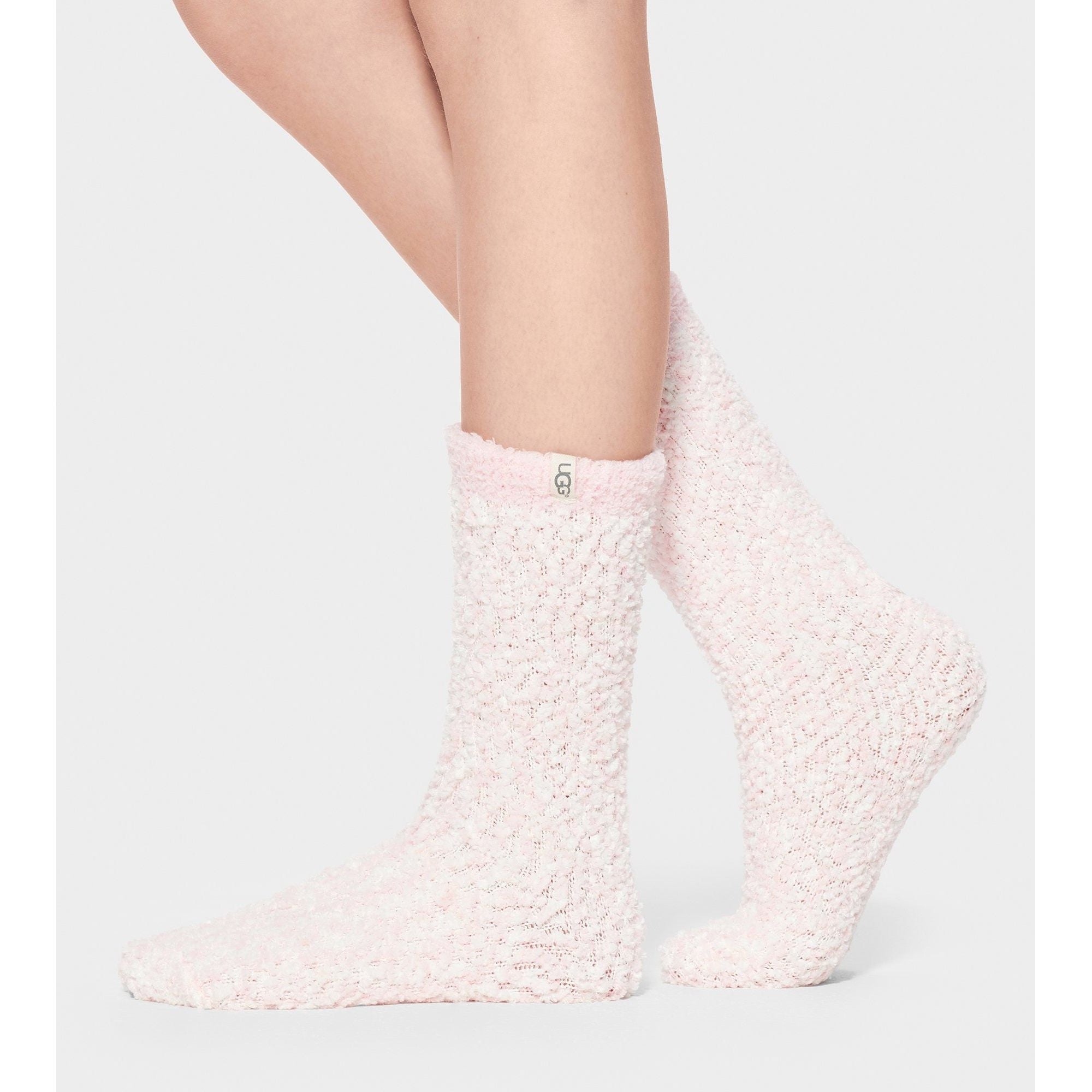 UGG Women's Cozy Chenille Socks - Soft Fuzzy Warm Winter Slipper Socks in Seashell Pink | Perfect for Home, Lounge & Cold Weather Comfort