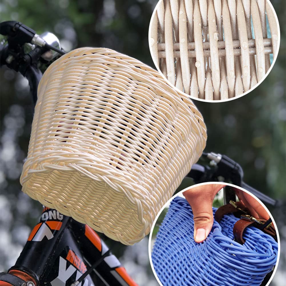 D-Shaped Wicker Front Handlebar Bike Basket for Kids - Durable Bicycle Accessories for Boys & Girls - Perfect for School, Picnics & Shopping Trips