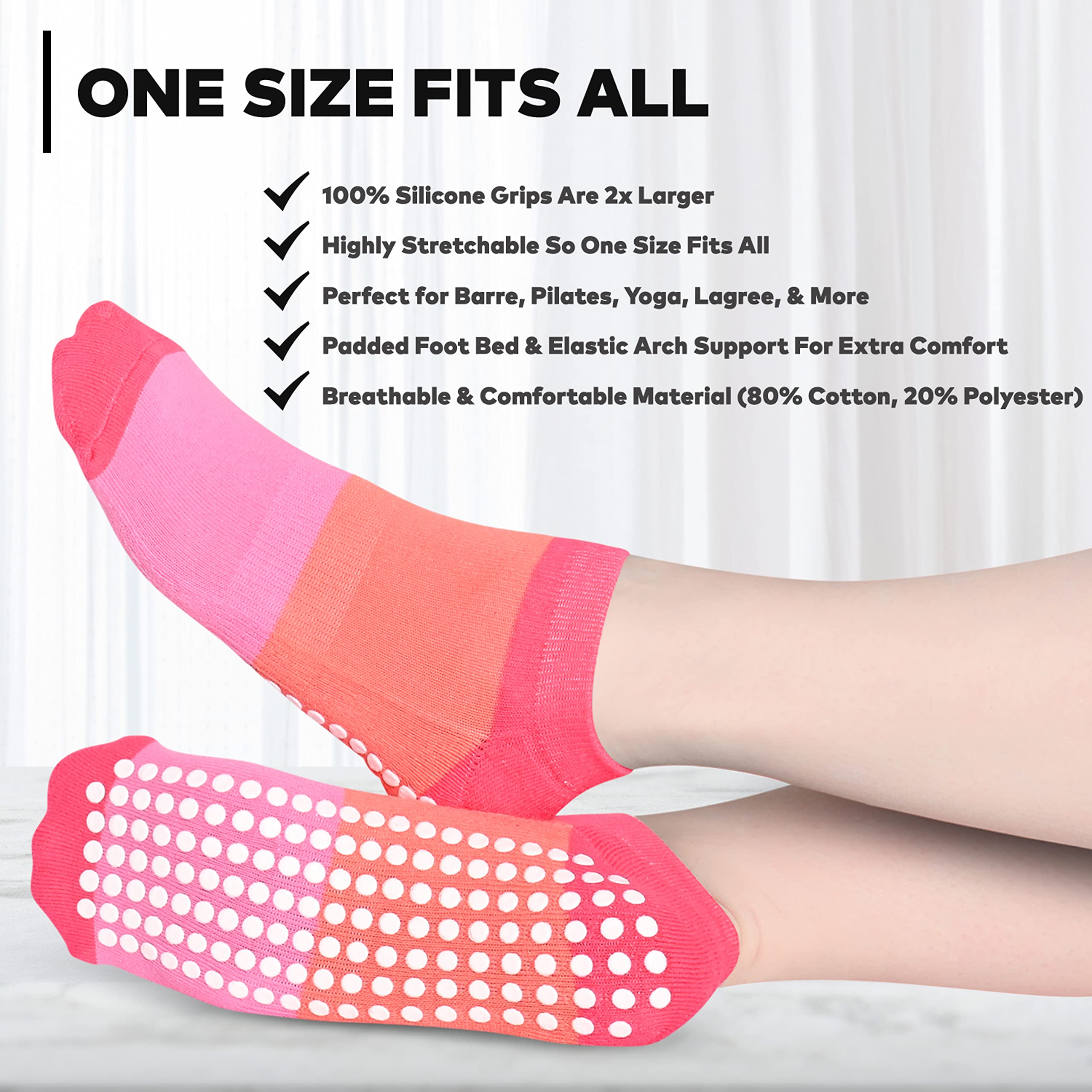 Non-Slip Grip Socks for Women - Perfect for Barre, Pilates, Lagree, Yoga & Dance - Anti-Slip Workout Socks for Studio Fitness and Home Exercise