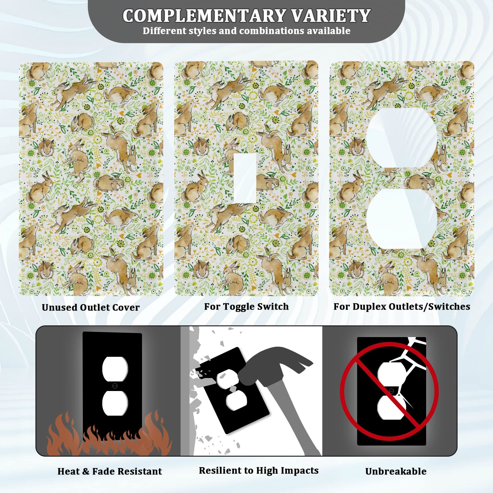 Adorable Bunny Rabbit Light Switch Cover Plate - Decorative Electrical Outlet Cover for Home & Office - Perfect for Nursery, Kids Room, and Playroom Decor