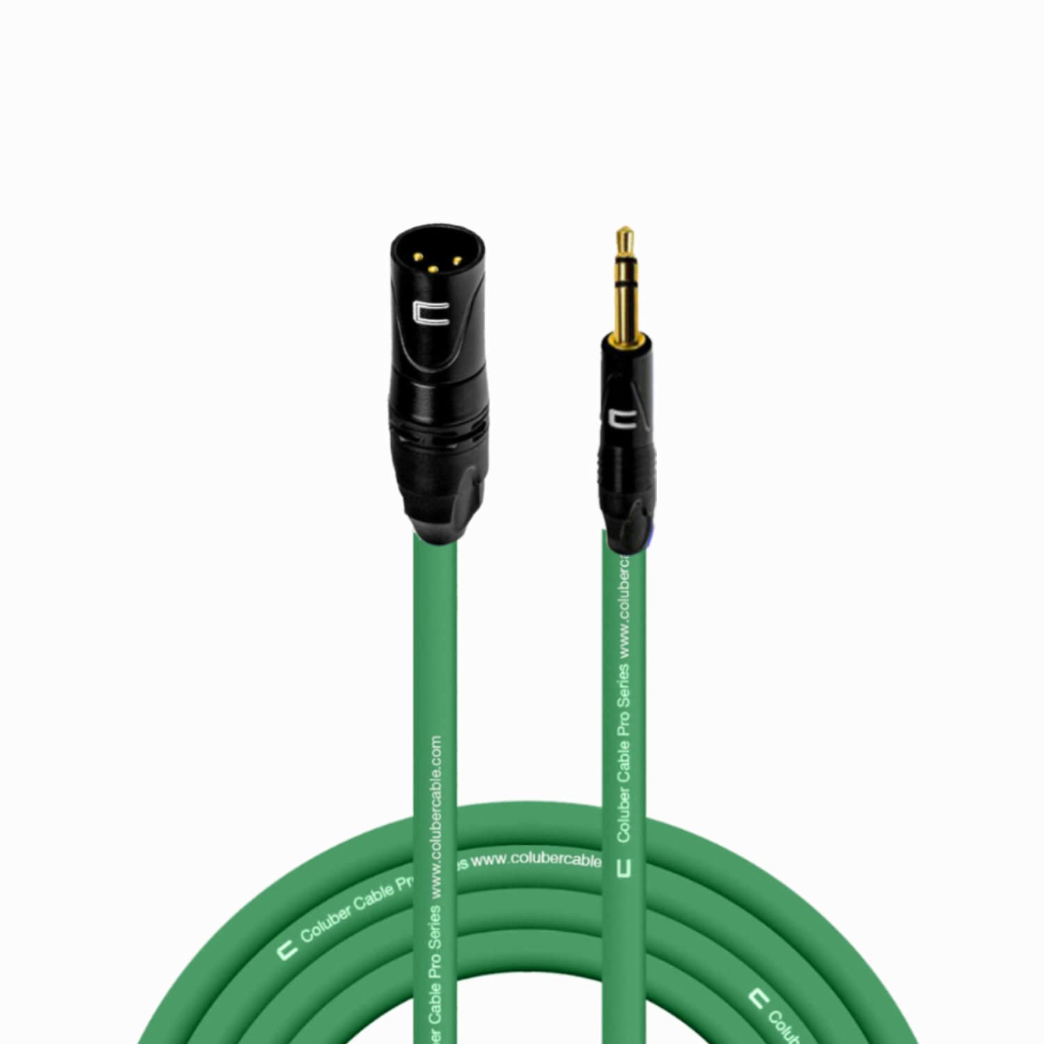Premium 25ft Green Balanced XLR Male to 3.5mm TRS Cable - Professional 3-Pin Microphone Connector for Powered Speakers, Audio Interfaces & Mixers - Perfect for Live Performances, Studio Recording & DJ Setups