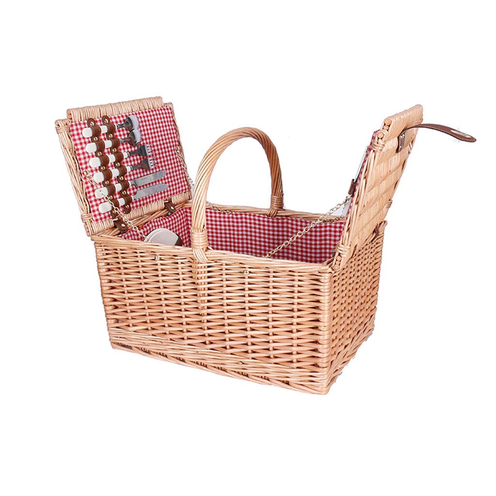 Premium Willow Picnic Basket Set - Durable Rattan Storage Hamper with Plates & Utensils - Ideal for Outdoor Picnics, Beach Trips & Romantic Getaways