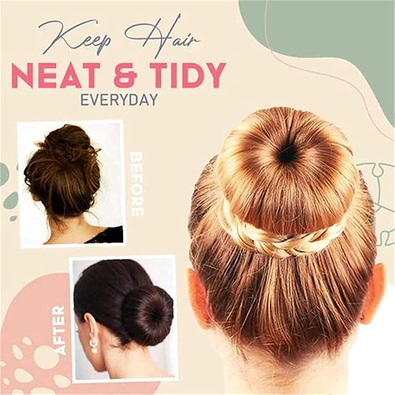 Nihexo 4-Piece Dark Brown Donut Hair Bun Maker Set for Women & Girls - Hair Bun Shaper, Donut Bun Maker, Hairpiece for Updos, Ponytails & Party Hairstyles